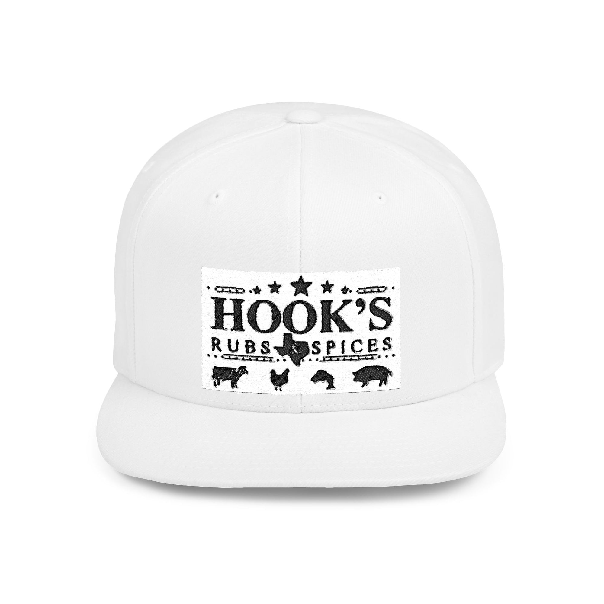 Hook's Rub White Logo Snapback Cap - Embroidered