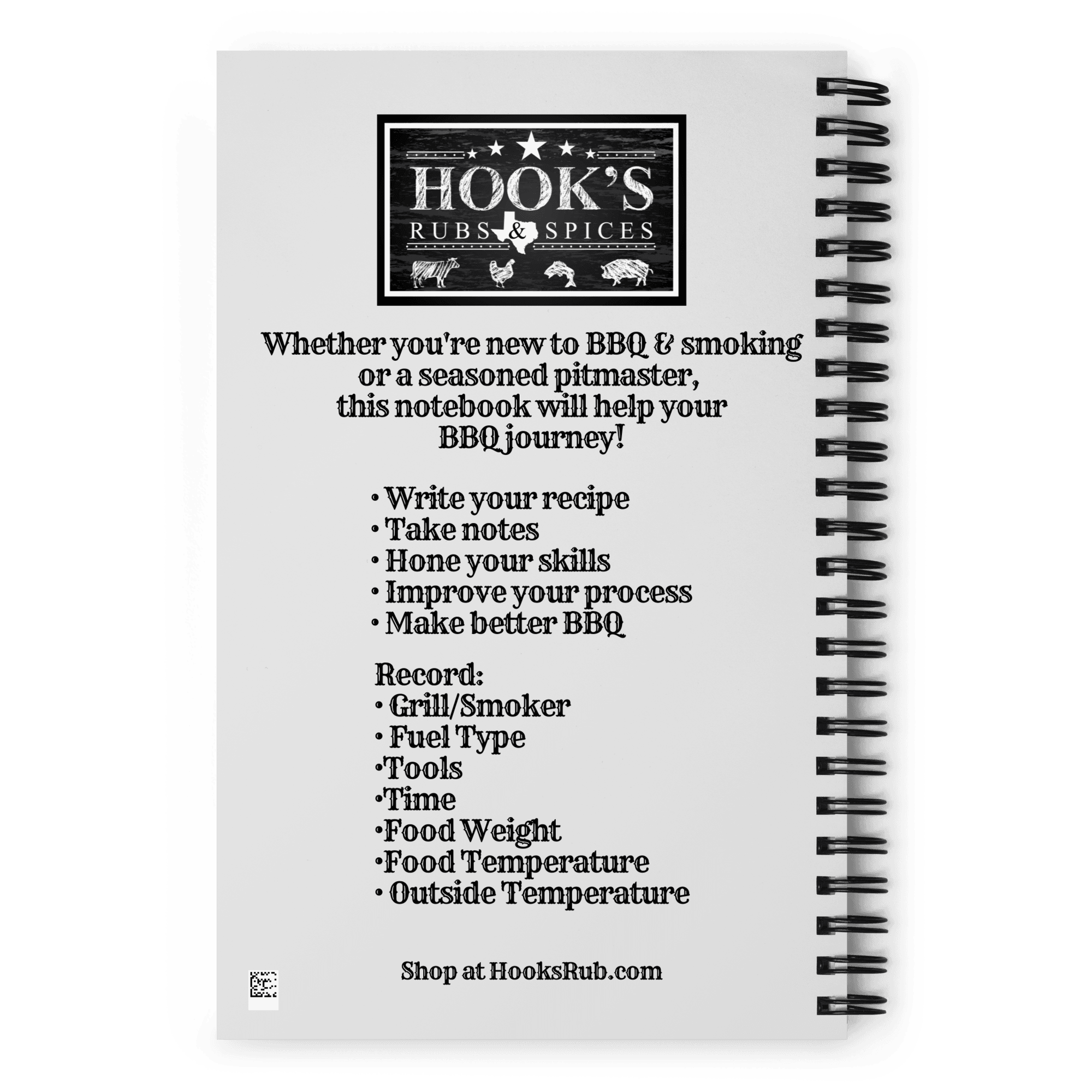 BBQ Journal - The Pitmaster's Grilling, Smoking Note and Logbook - Hook's Rubs & Spices