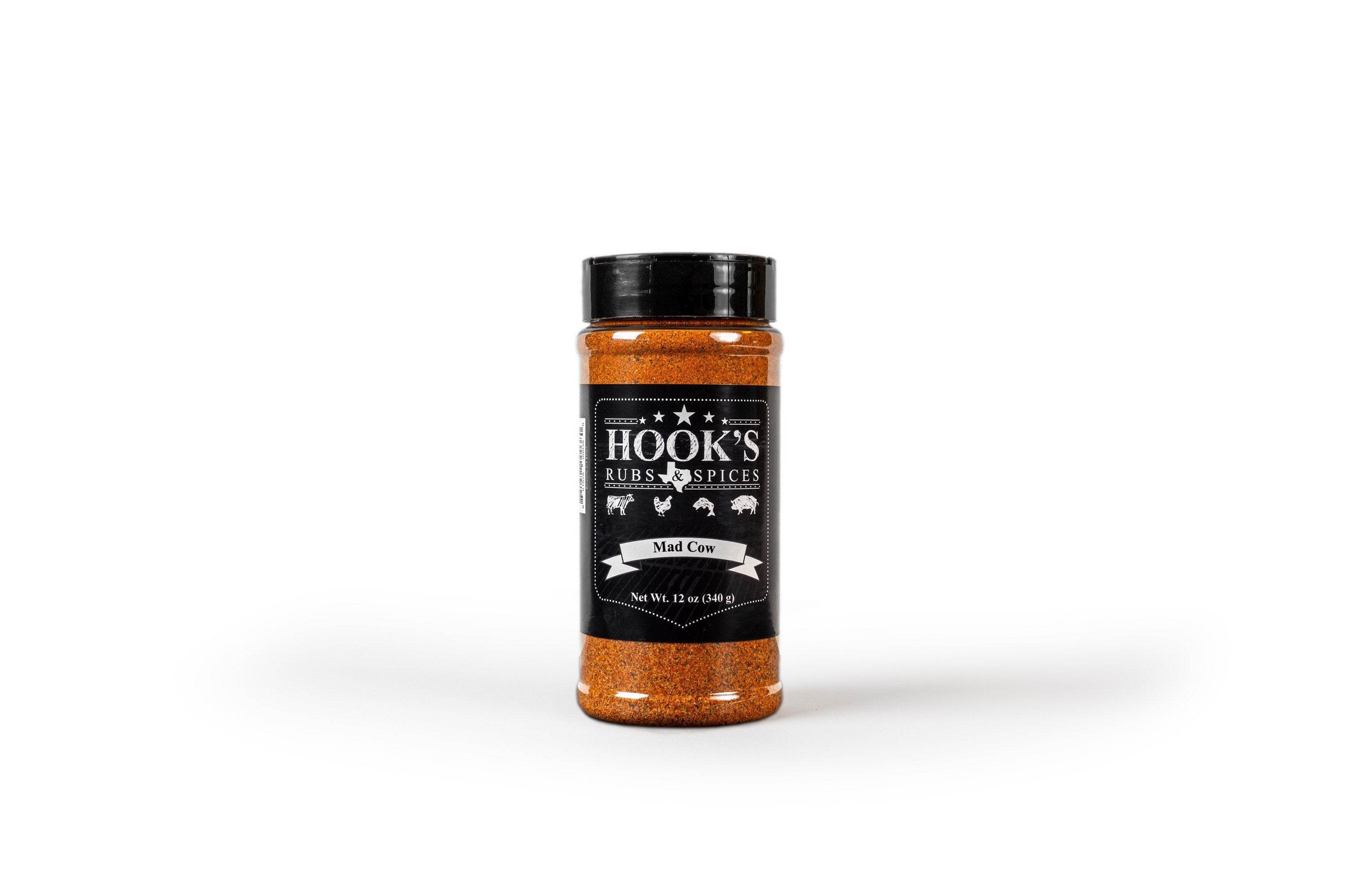 Combo 5 Pack of Hook’s Rub Seasonings - Smokin Sweetness, Mad Cow, Midnight, Cajun Red & Fresh Catch - Hook's Rubs & Spices