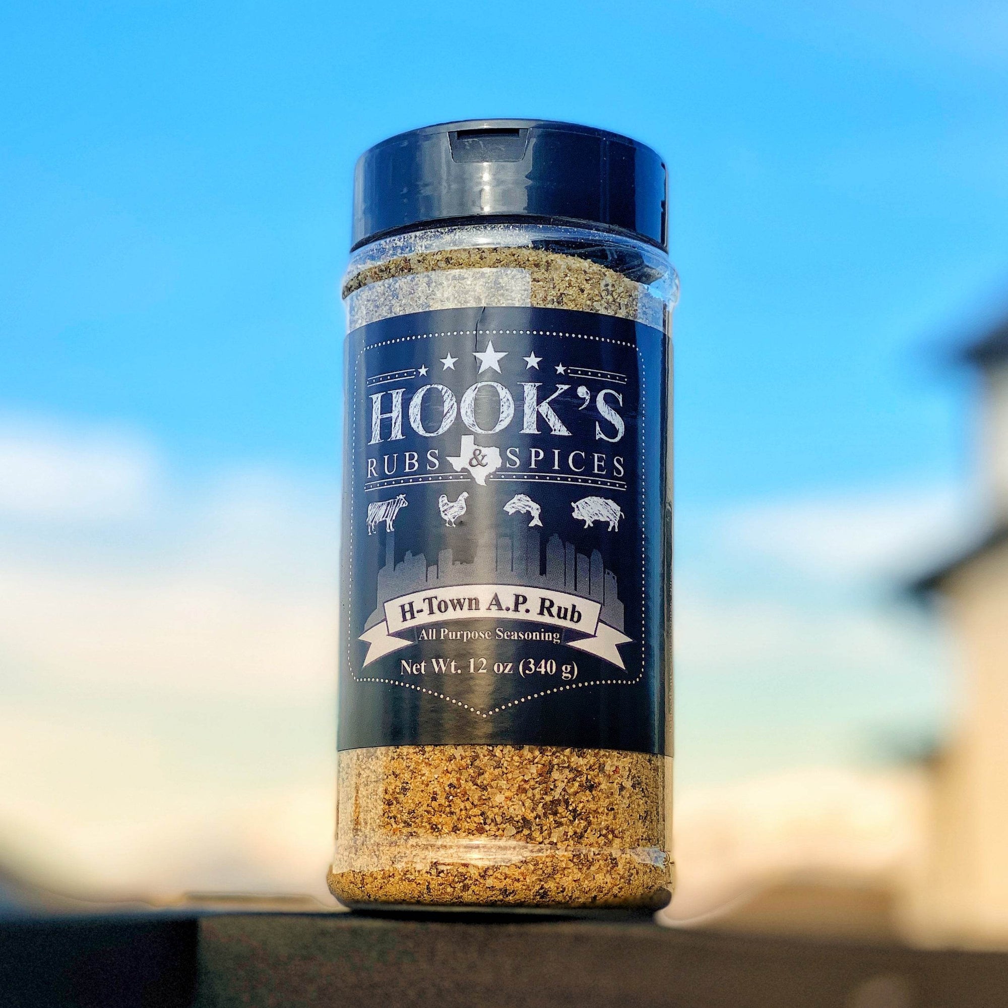 Combo 4 Pack of Hook’s Rub - H-Town AP Rub, Tacos Everyday, Rasta Rub & Lemon Pepper - Hook's Rubs & Spices