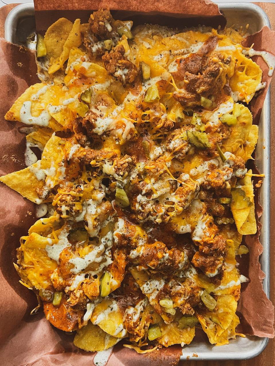 Sheet Pan Nashville Hot Chicken Nachos - Hook's Rubs & Spices