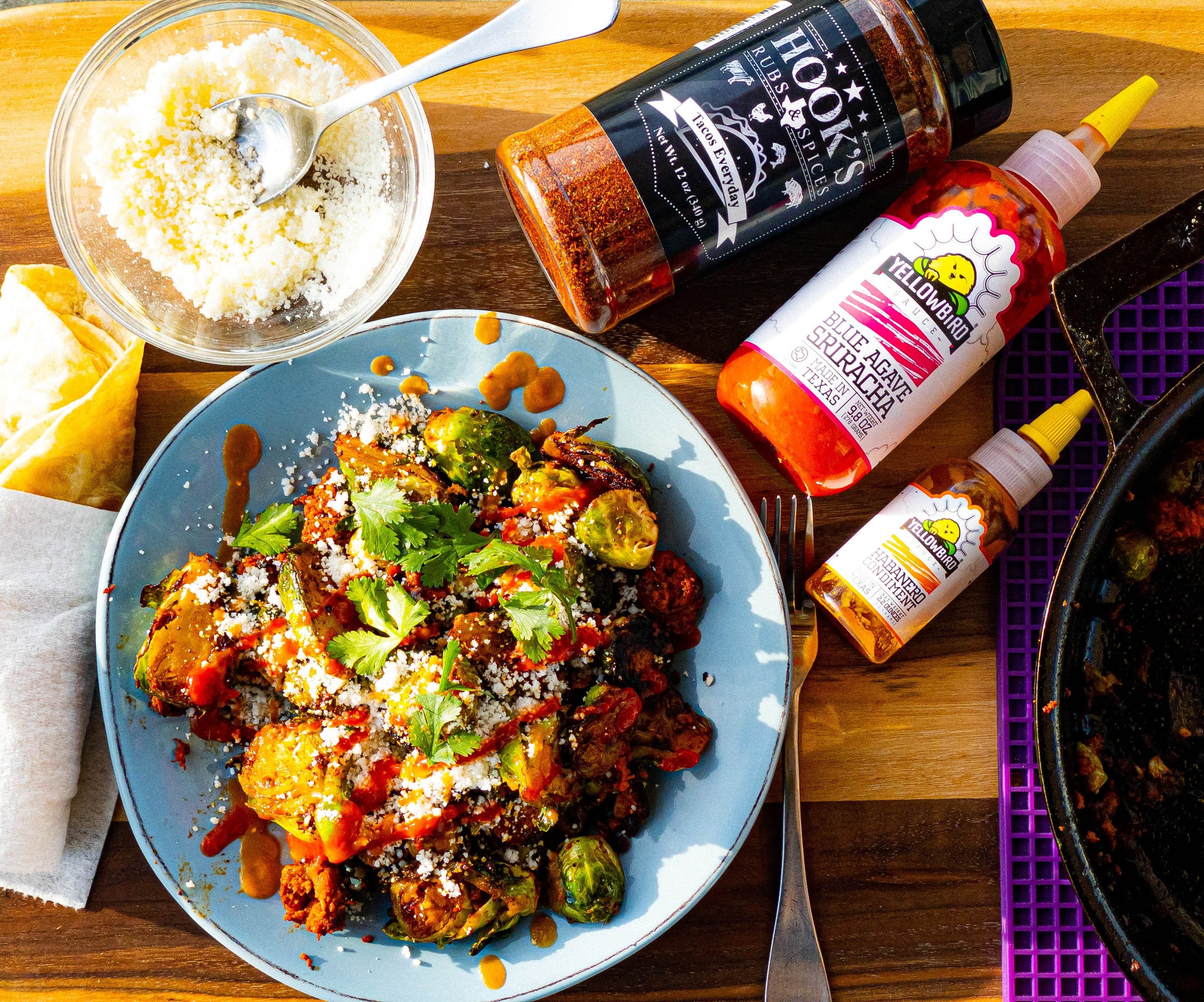 Hookβs Tacos Everyday Pork Longaniza & Brussels Sprouts Skillet - Hook's Rubs & Spices