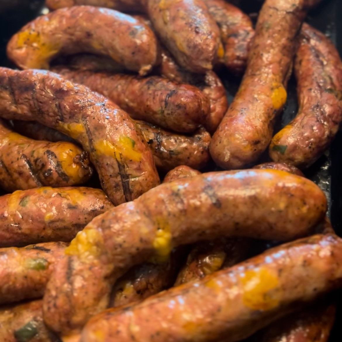 Beef and Pork Kielbasa with H-Town AP, Jalapeño and Sharp Cheddar
