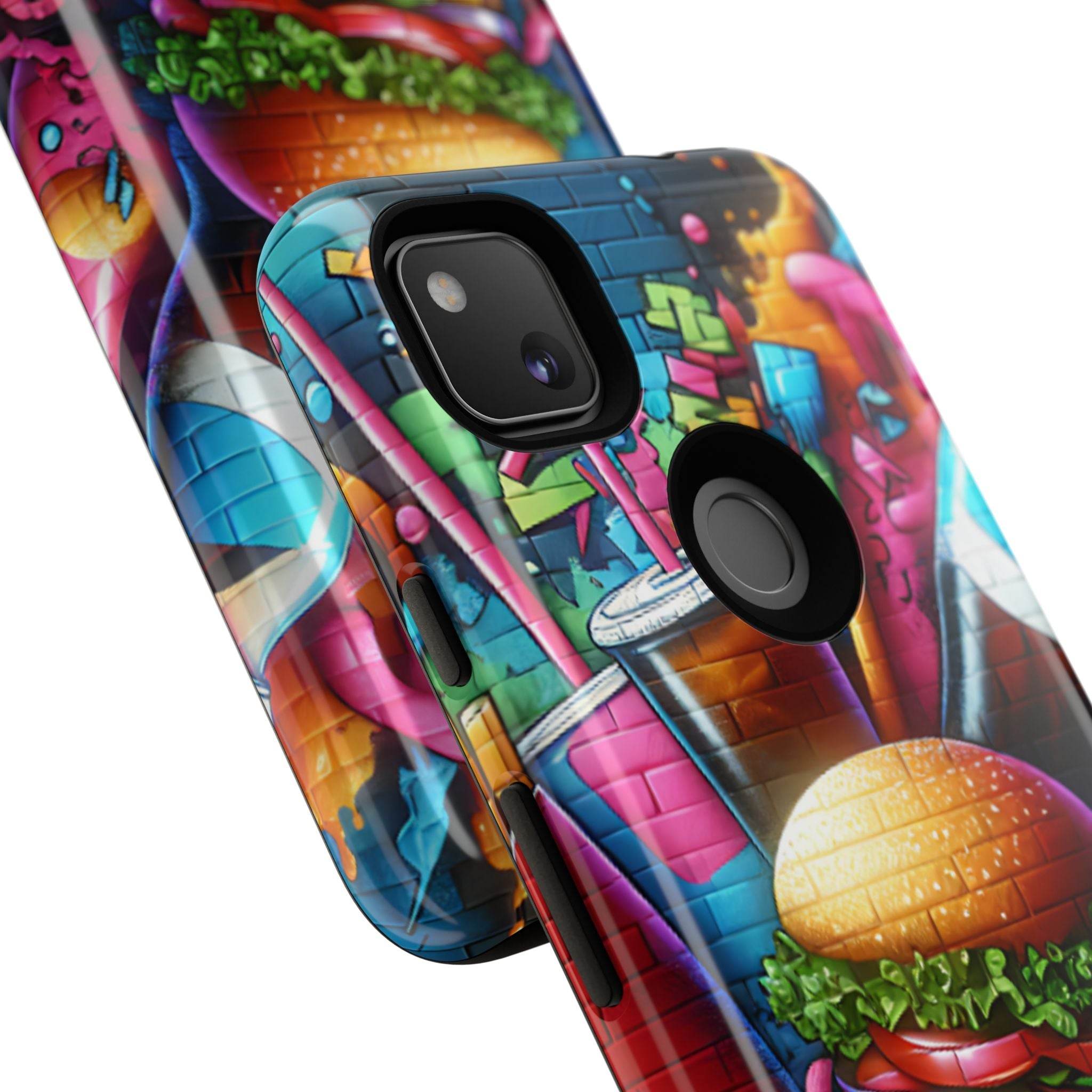 Burger and Drink Graffiti Phone Case - Google Pixel Phone Tough Case - Hook's Rubs & Spices