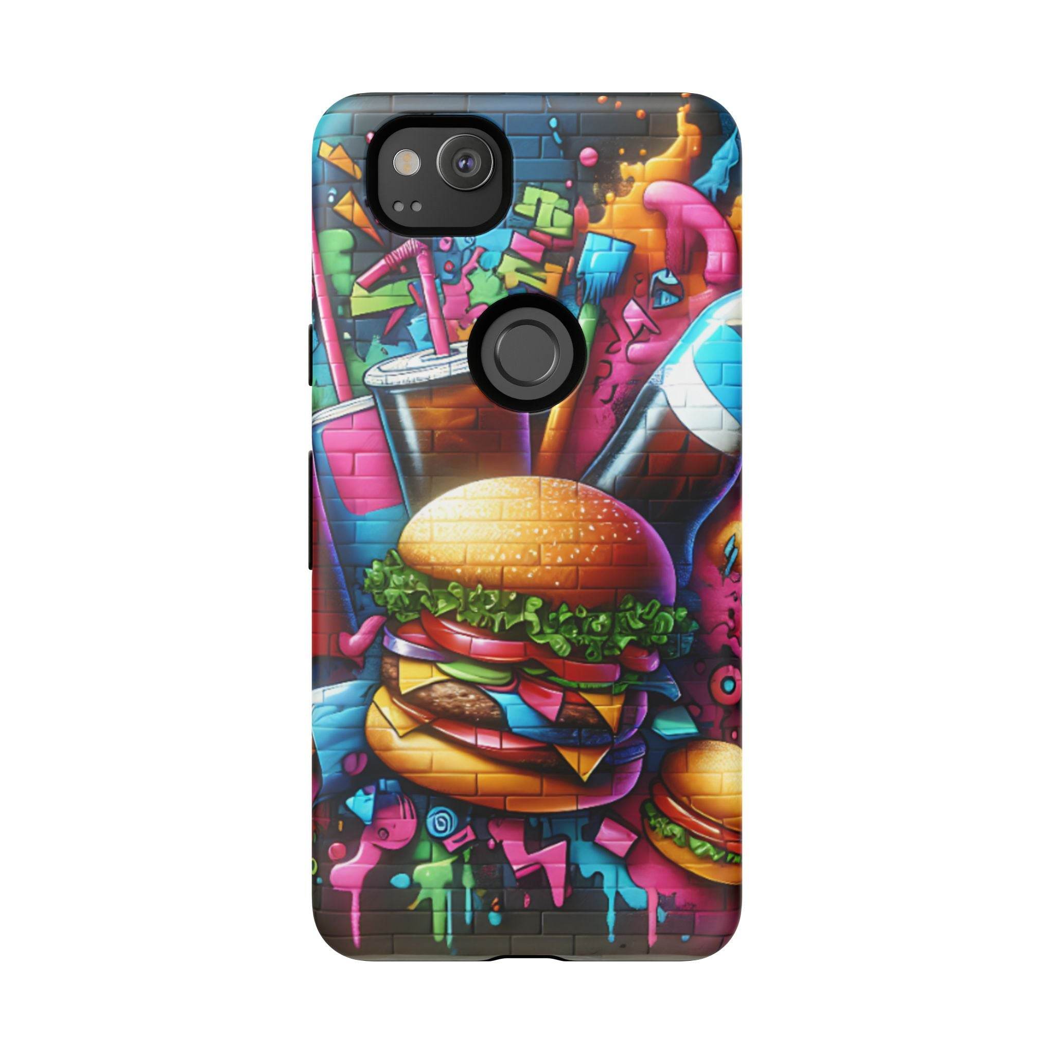 Burger and Drink Graffiti Phone Case - Google Pixel Phone Tough Case - Hook's Rubs & Spices