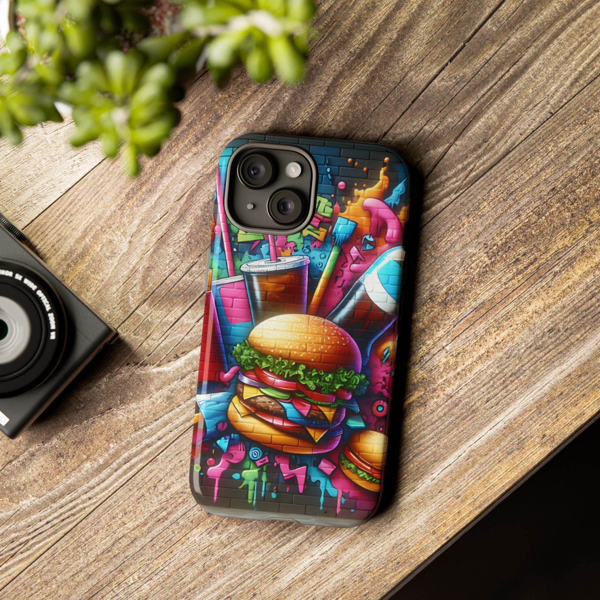 Burger and Drink Graffiti Phone Case - iPhone Tough Case - Hook's Rubs & Spices