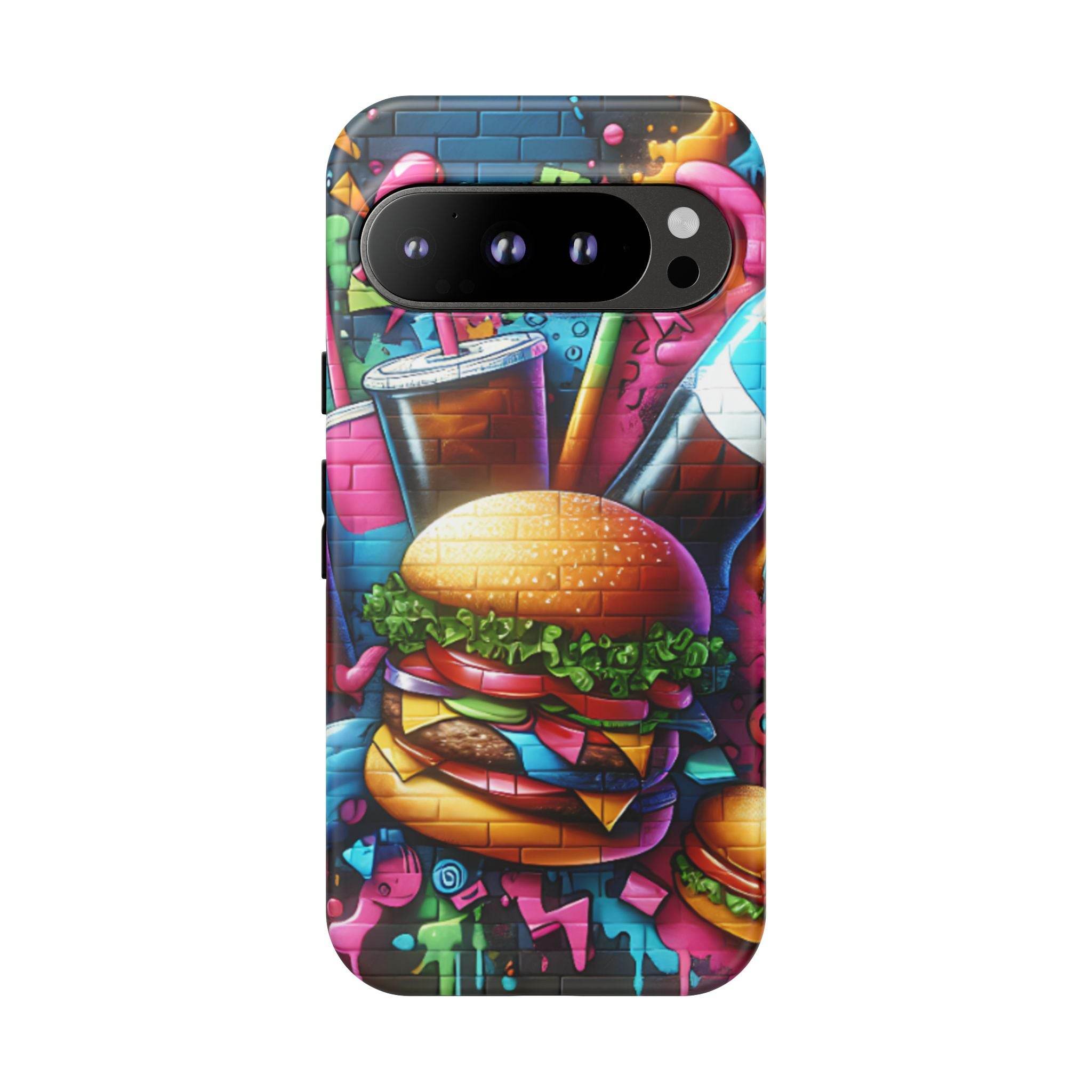 Burger and Drink Graffiti Phone Case - Google Pixel Phone Tough Case - Hook's Rubs & Spices