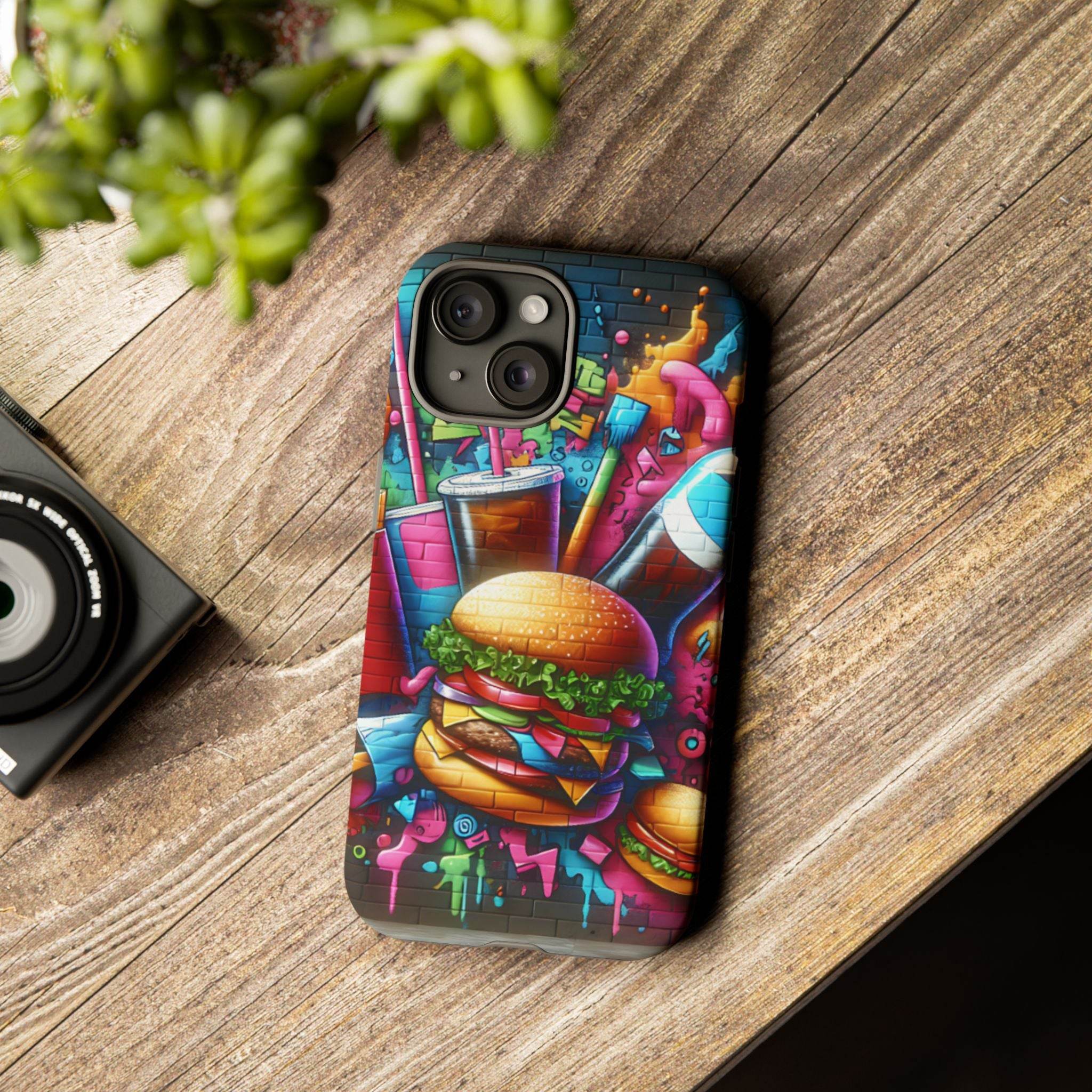 Burger and Drink Graffiti Phone Case - iPhone Tough Case - Hook's Rubs & Spices