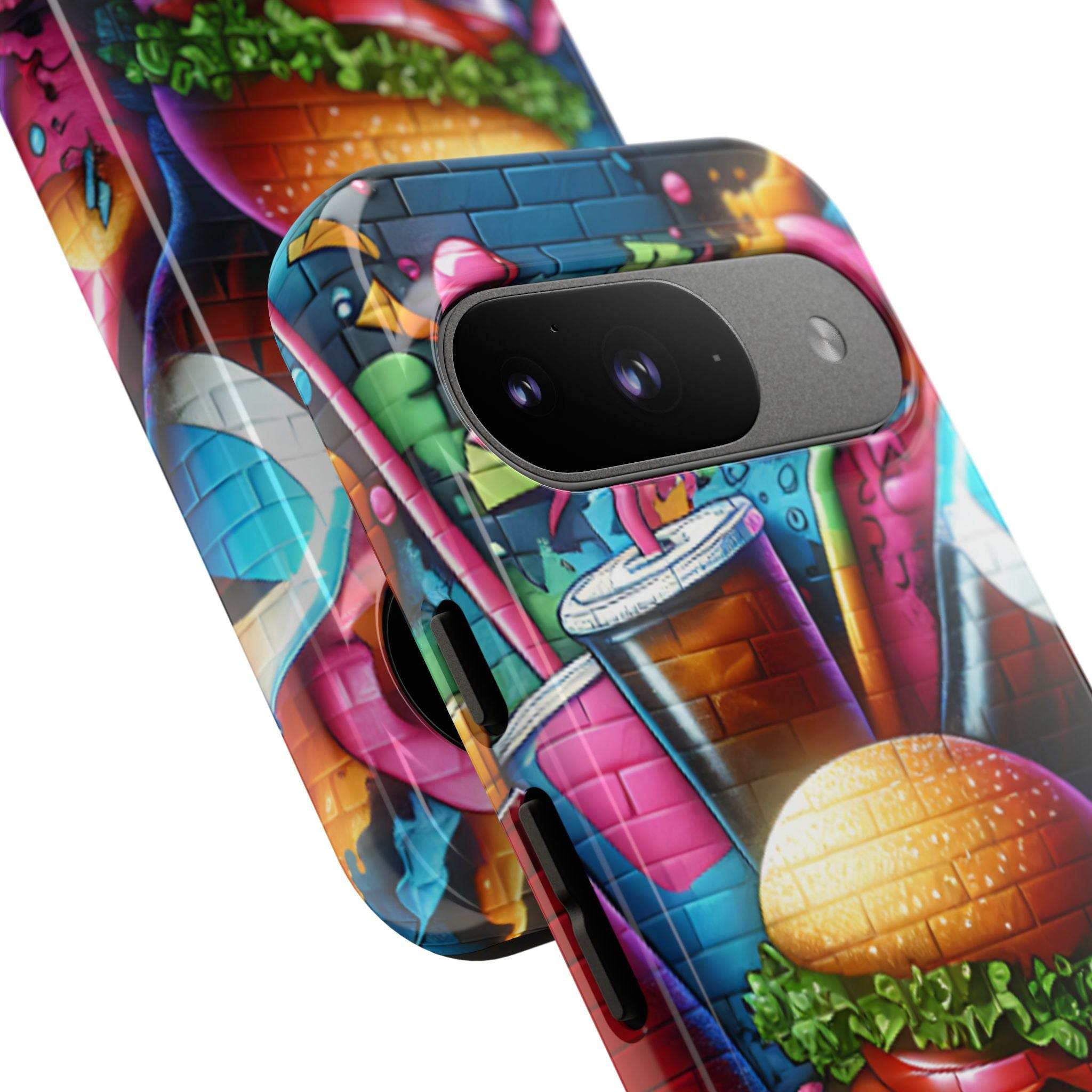 Burger and Drink Graffiti Phone Case - Google Pixel Phone Tough Case - Hook's Rubs & Spices