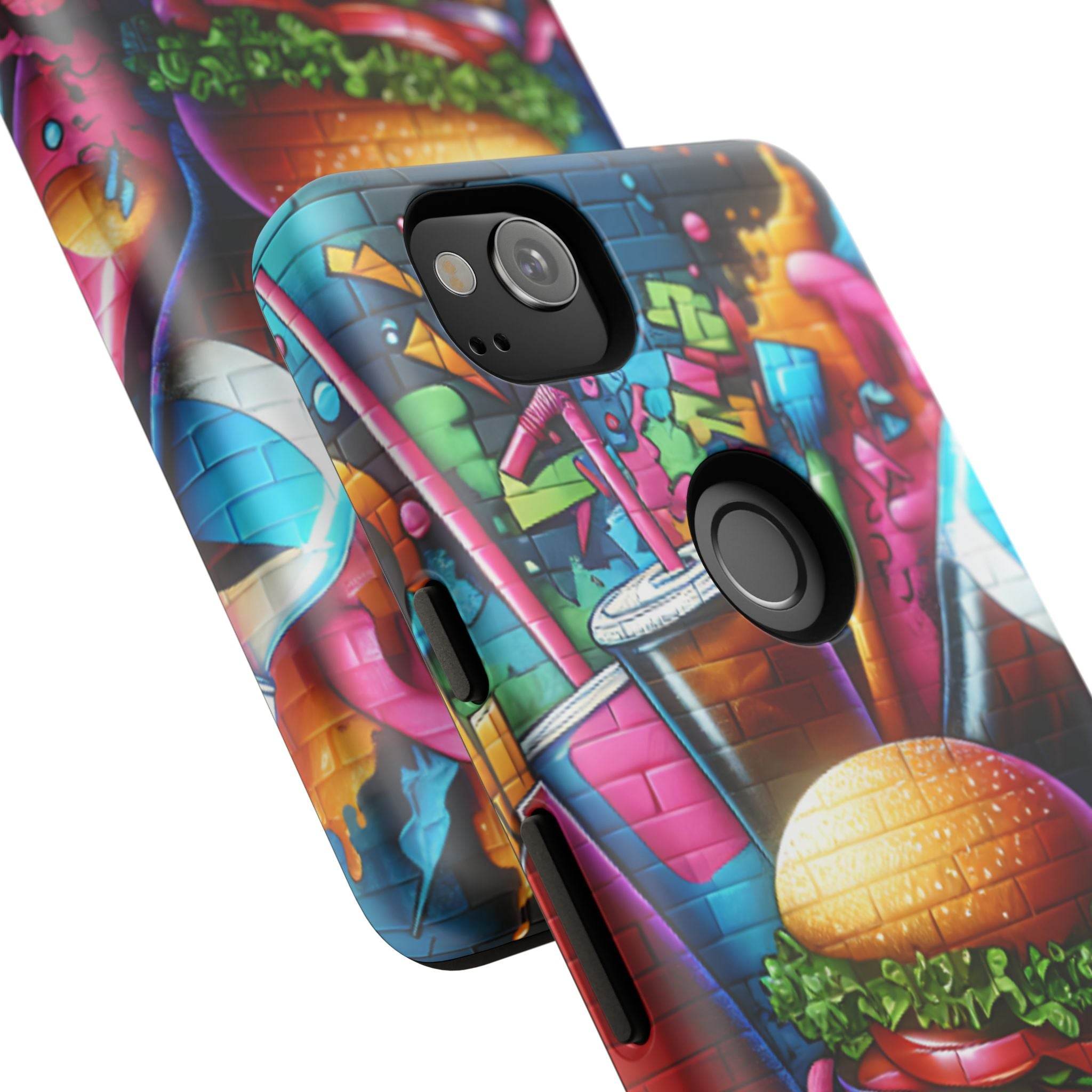 Burger and Drink Graffiti Phone Case - Google Pixel Phone Tough Case - Hook's Rubs & Spices