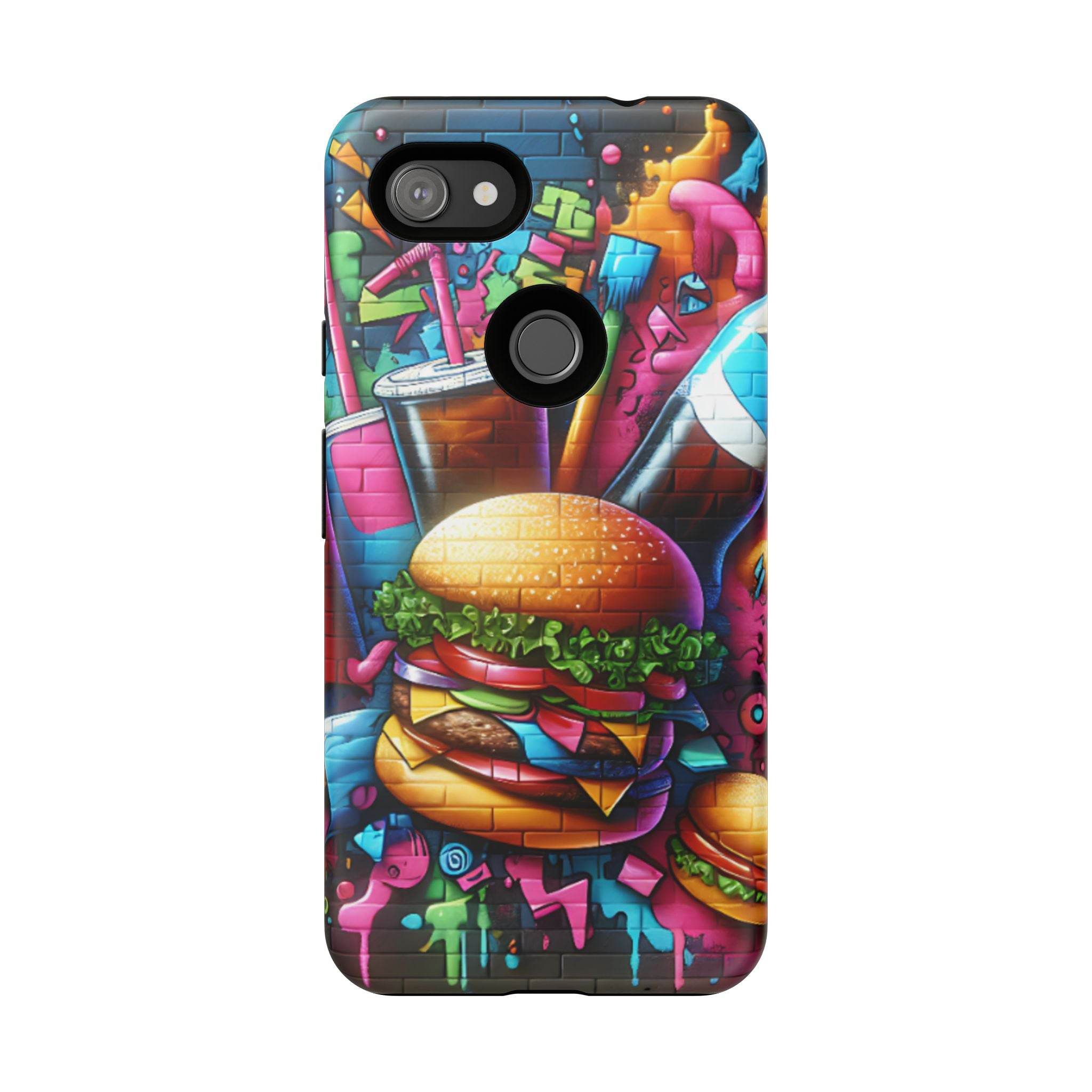 Burger and Drink Graffiti Phone Case - Google Pixel Phone Tough Case - Hook's Rubs & Spices