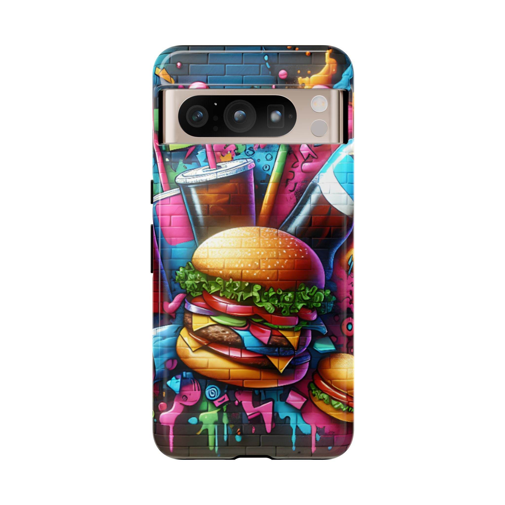 Burger and Drink Graffiti Phone Case - Google Pixel Phone Tough Case - Hook's Rubs & Spices