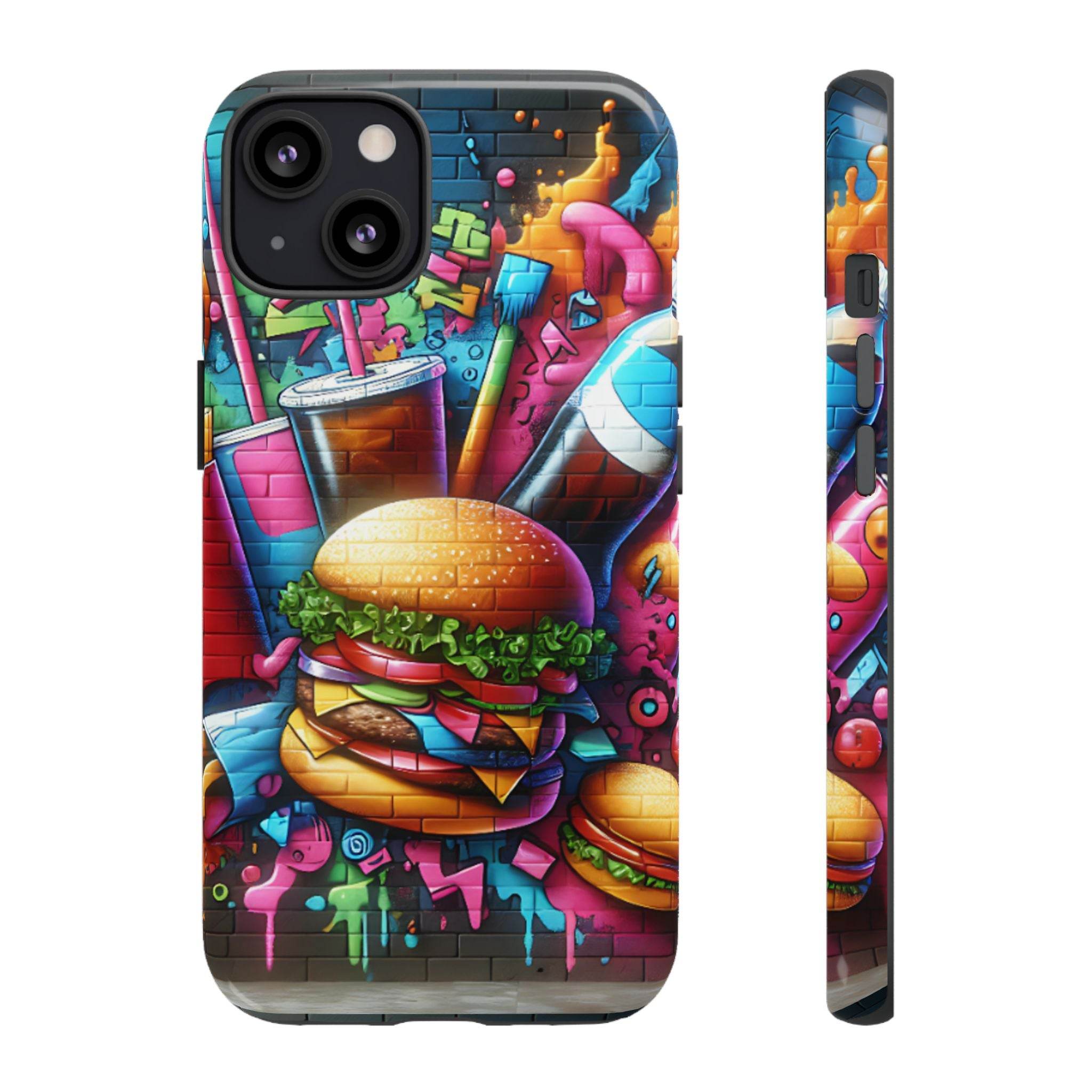 Burger and Drink Graffiti Phone Case - iPhone Tough Case - Hook's Rubs & Spices