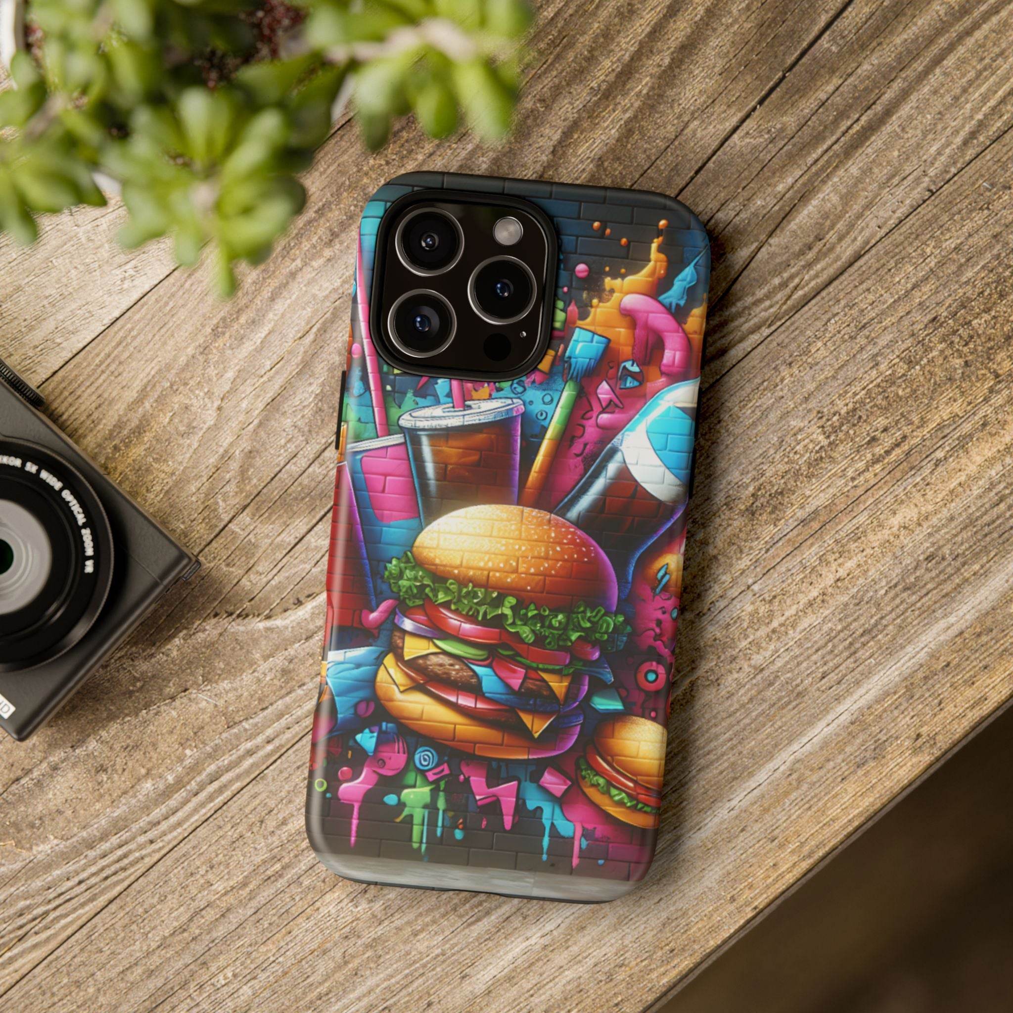 Burger and Drink Graffiti Phone Case - iPhone Tough Case - Hook's Rubs & Spices