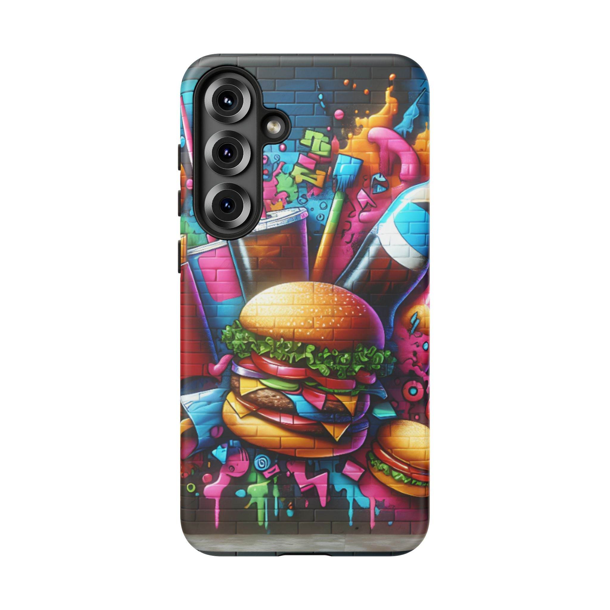 Burger and Drink Graffiti Phone Case - Samsung Galaxy Tough Case - Hook's Rubs & Spices