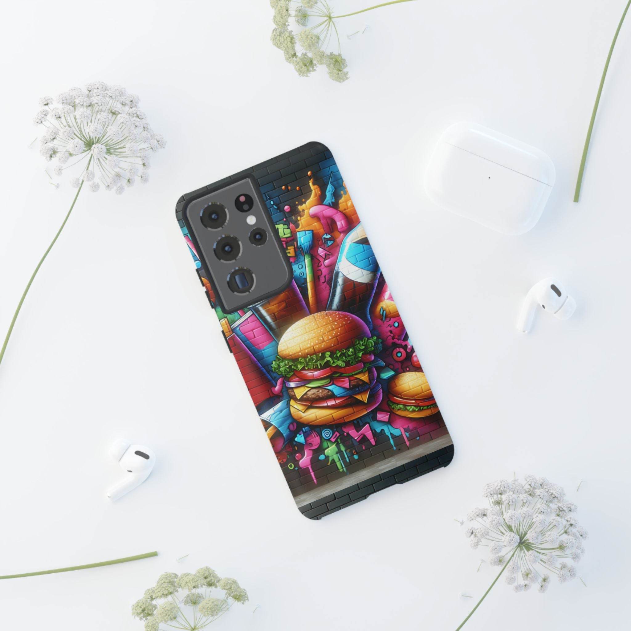 Burger and Drink Graffiti Phone Case - Samsung Galaxy Tough Case - Hook's Rubs & Spices