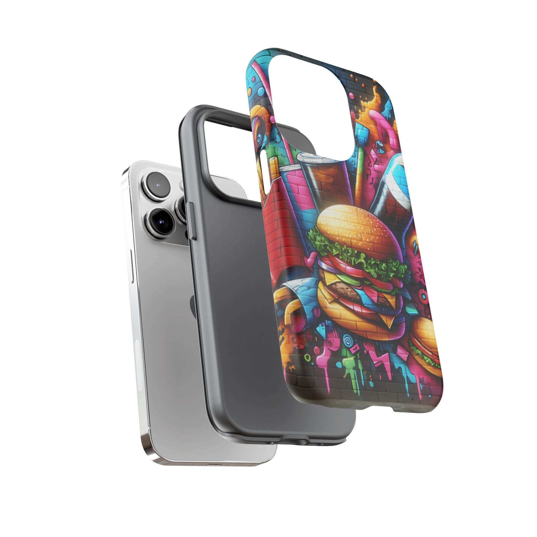 Burger and Drink Graffiti Phone Case - iPhone Tough Case - Hook's Rubs & Spices