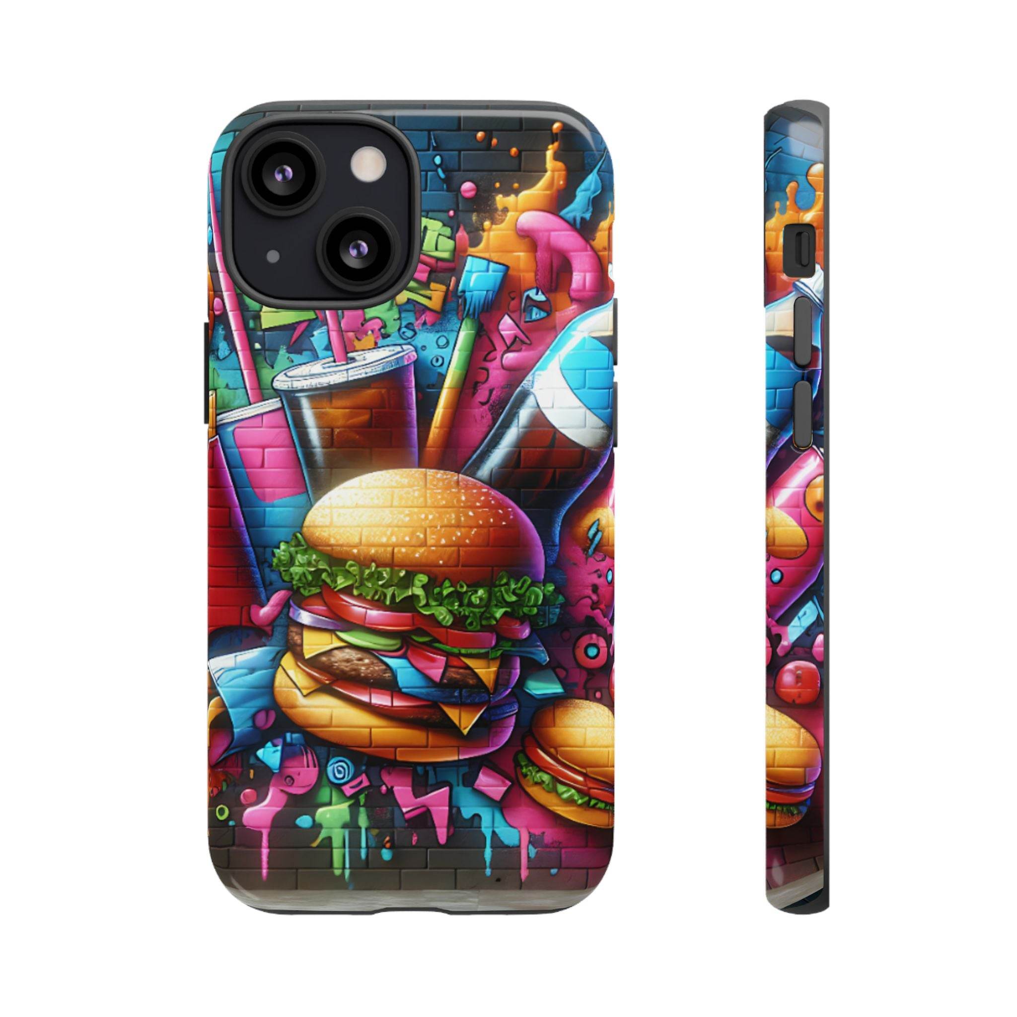 Burger and Drink Graffiti Phone Case - iPhone Tough Case - Hook's Rubs & Spices