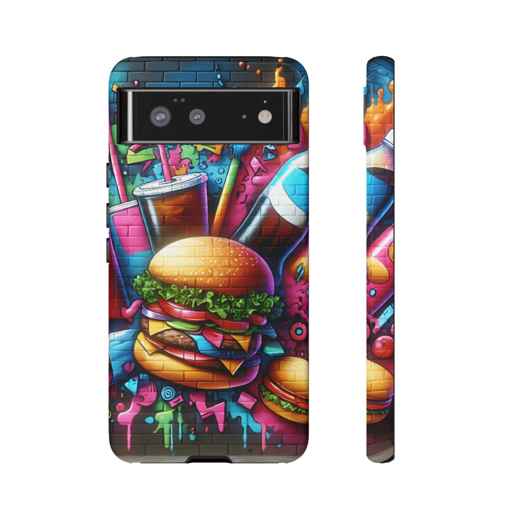 Burger and Drink Graffiti Phone Case - Google Pixel Phone Tough Case - Hook's Rubs & Spices