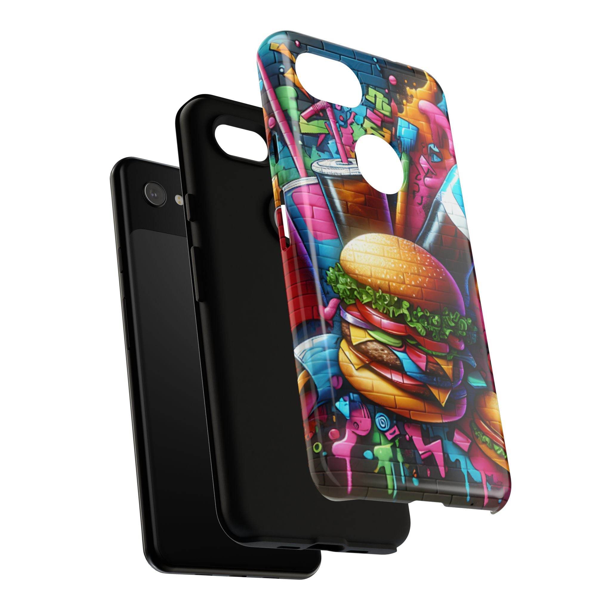Burger and Drink Graffiti Phone Case - Google Pixel Phone Tough Case - Hook's Rubs & Spices
