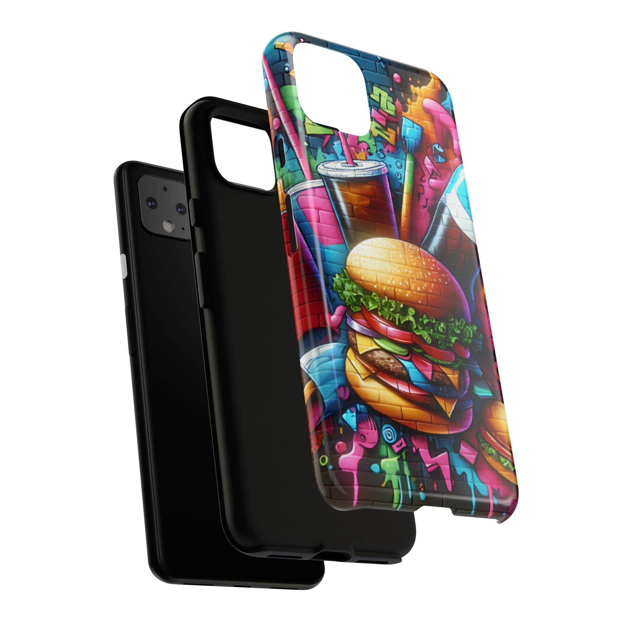 Burger and Drink Graffiti Phone Case - Google Pixel Phone Tough Case - Hook's Rubs & Spices