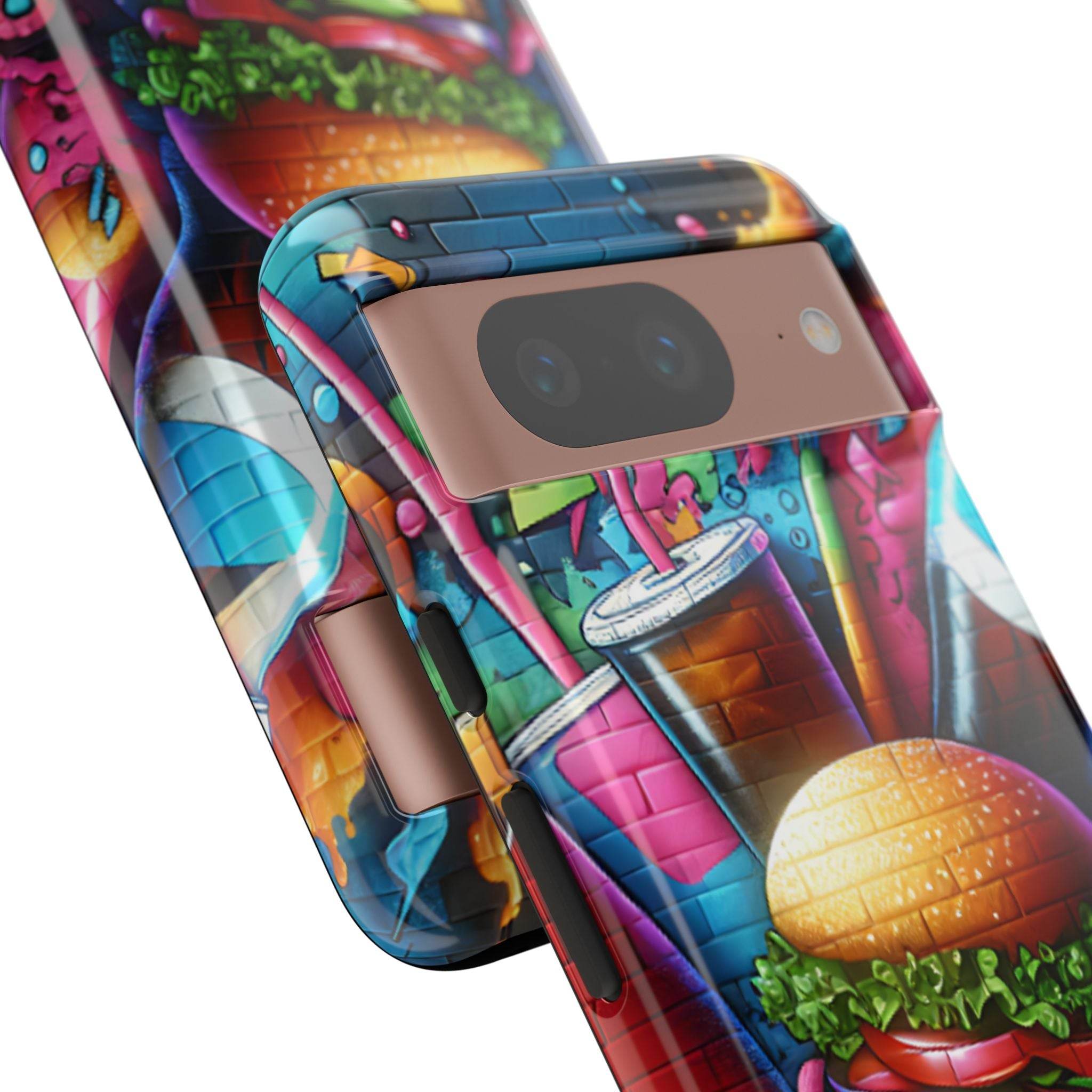 Burger and Drink Graffiti Phone Case - Google Pixel Phone Tough Case - Hook's Rubs & Spices