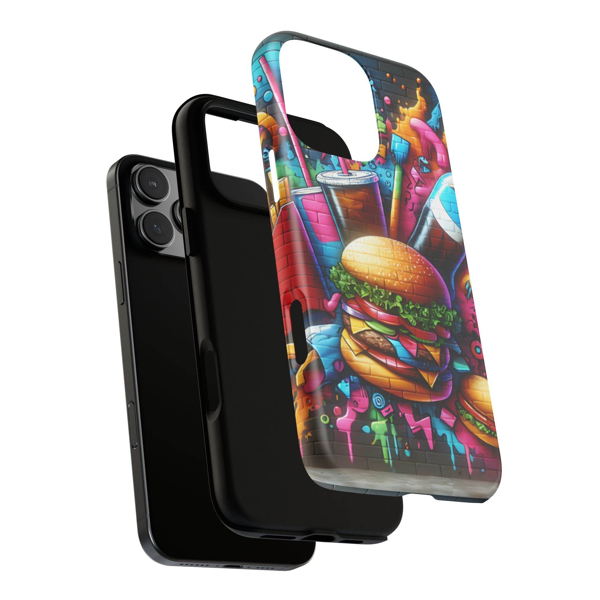 Burger and Drink Graffiti Phone Case - iPhone Tough Case - Hook's Rubs & Spices
