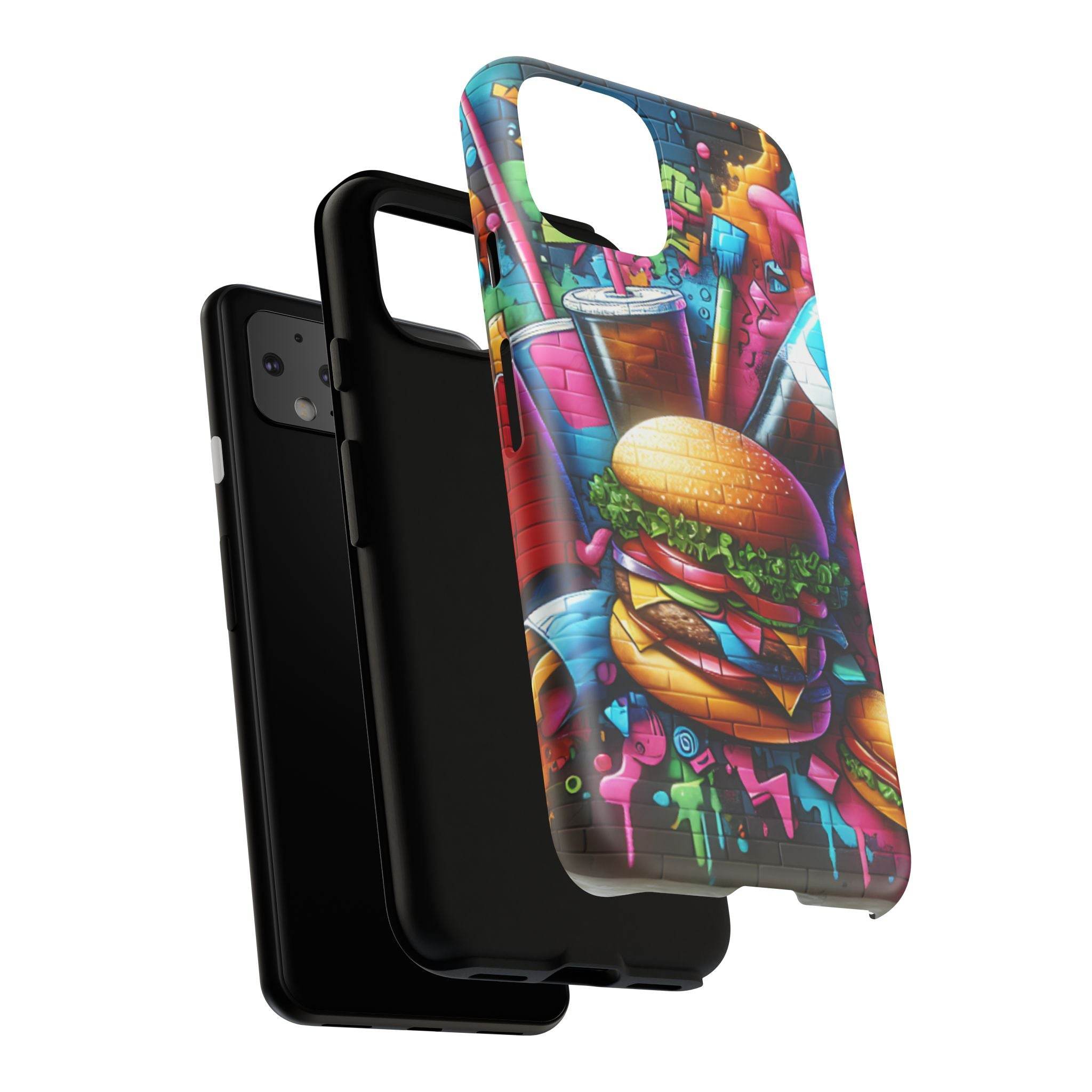 Burger and Drink Graffiti Phone Case - Google Pixel Phone Tough Case - Hook's Rubs & Spices