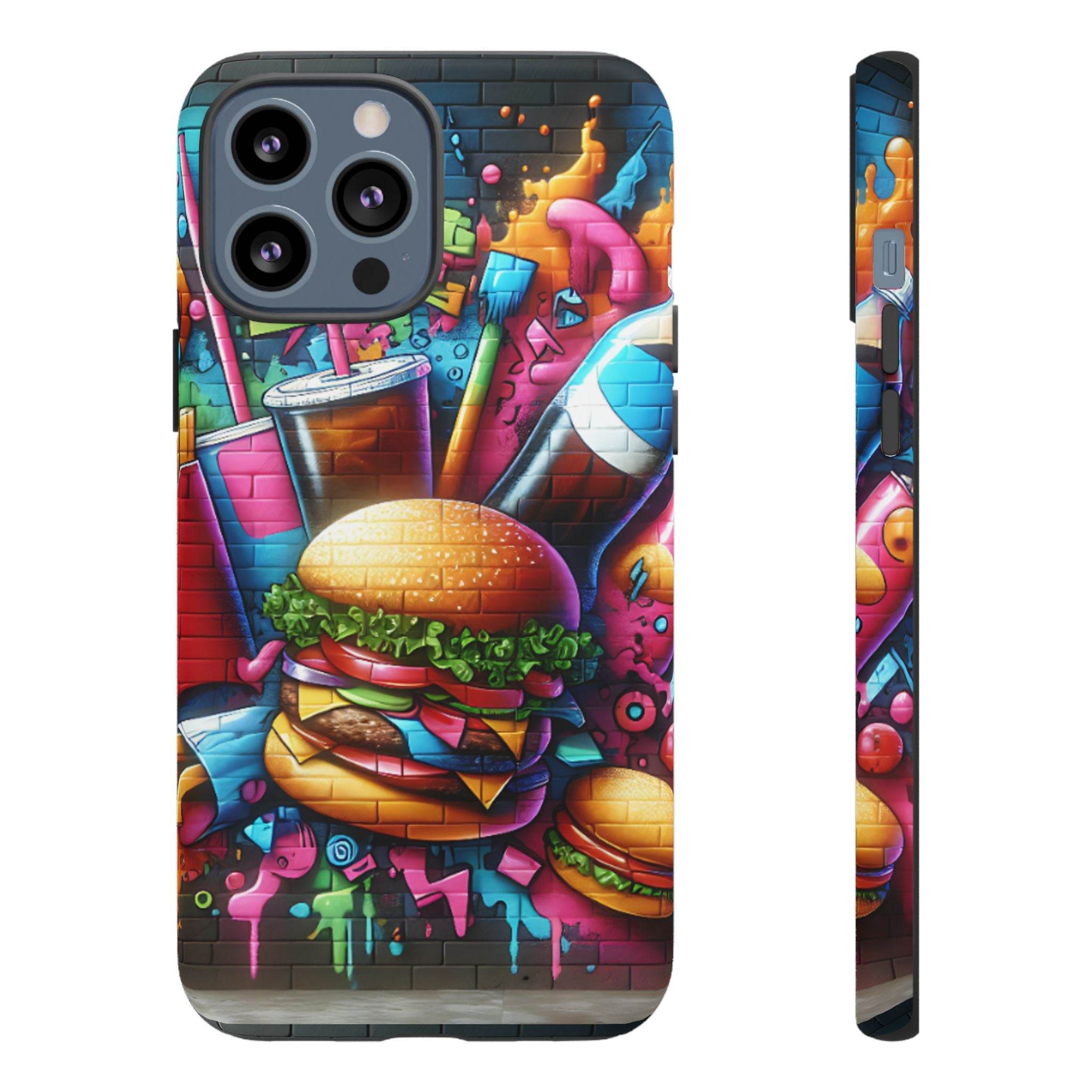 Burger and Drink Graffiti Phone Case - iPhone Tough Case - Hook's Rubs & Spices