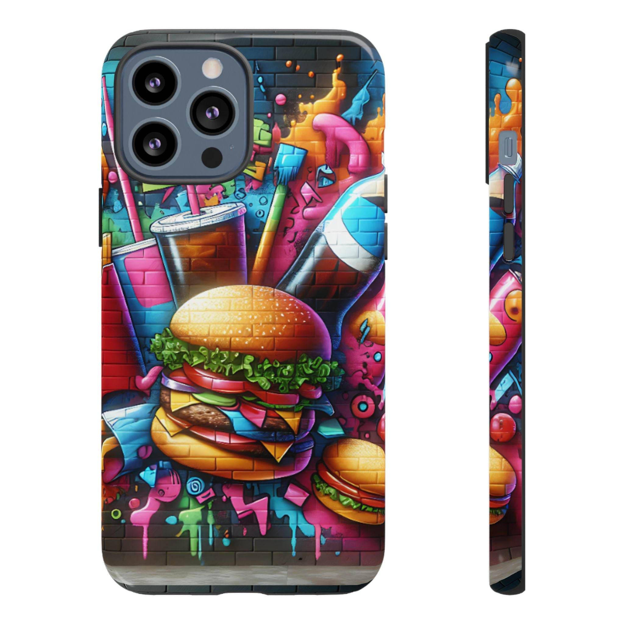 Burger and Drink Graffiti Phone Case - iPhone Tough Case - Hook's Rubs & Spices
