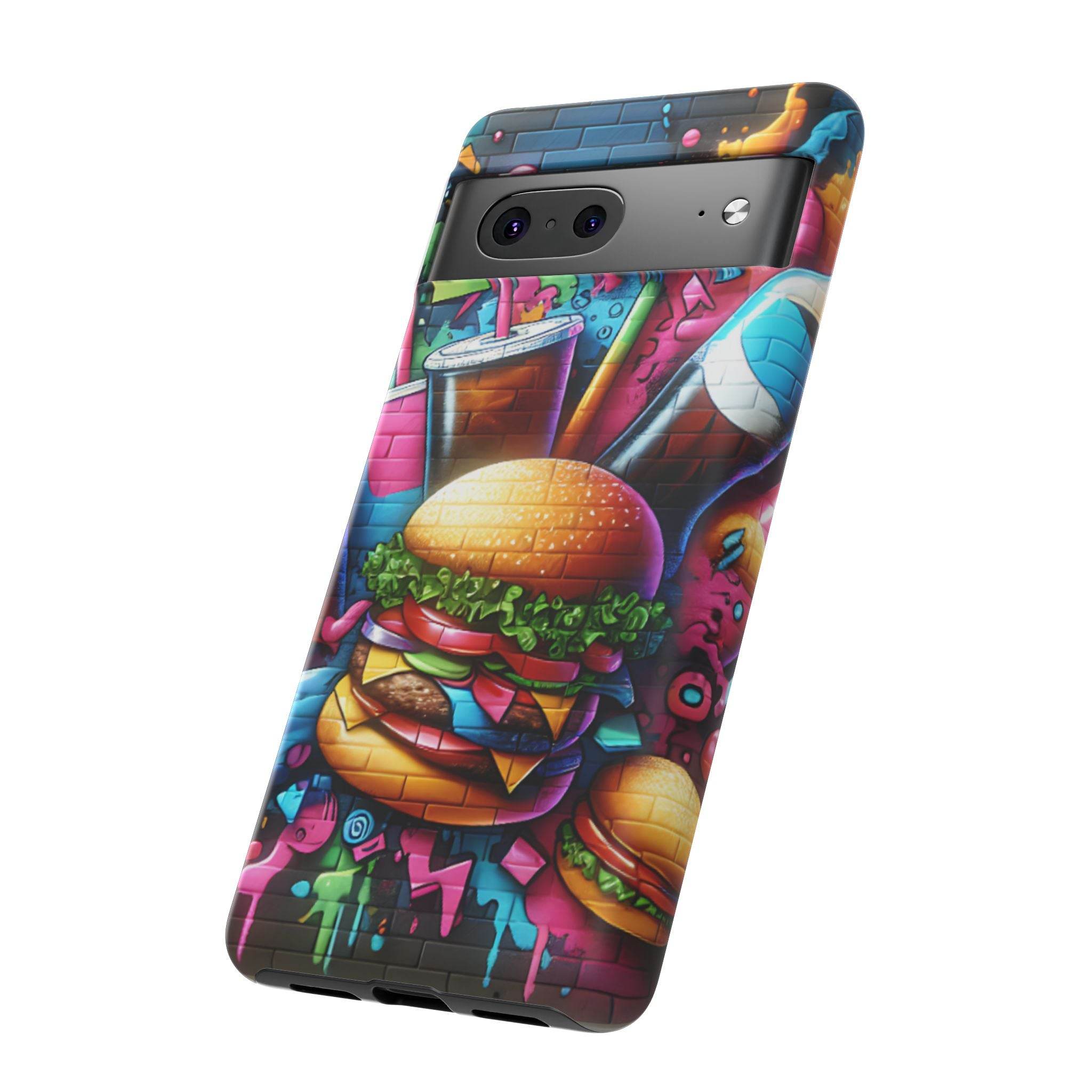 Burger and Drink Graffiti Phone Case - Google Pixel Phone Tough Case - Hook's Rubs & Spices