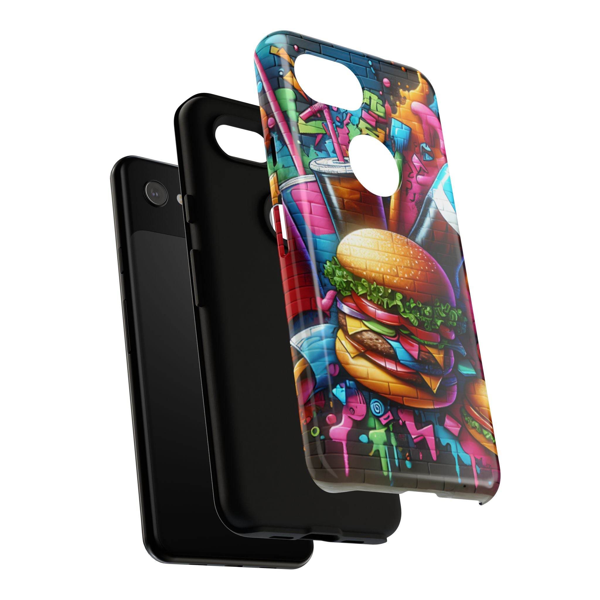 Burger and Drink Graffiti Phone Case - Google Pixel Phone Tough Case - Hook's Rubs & Spices