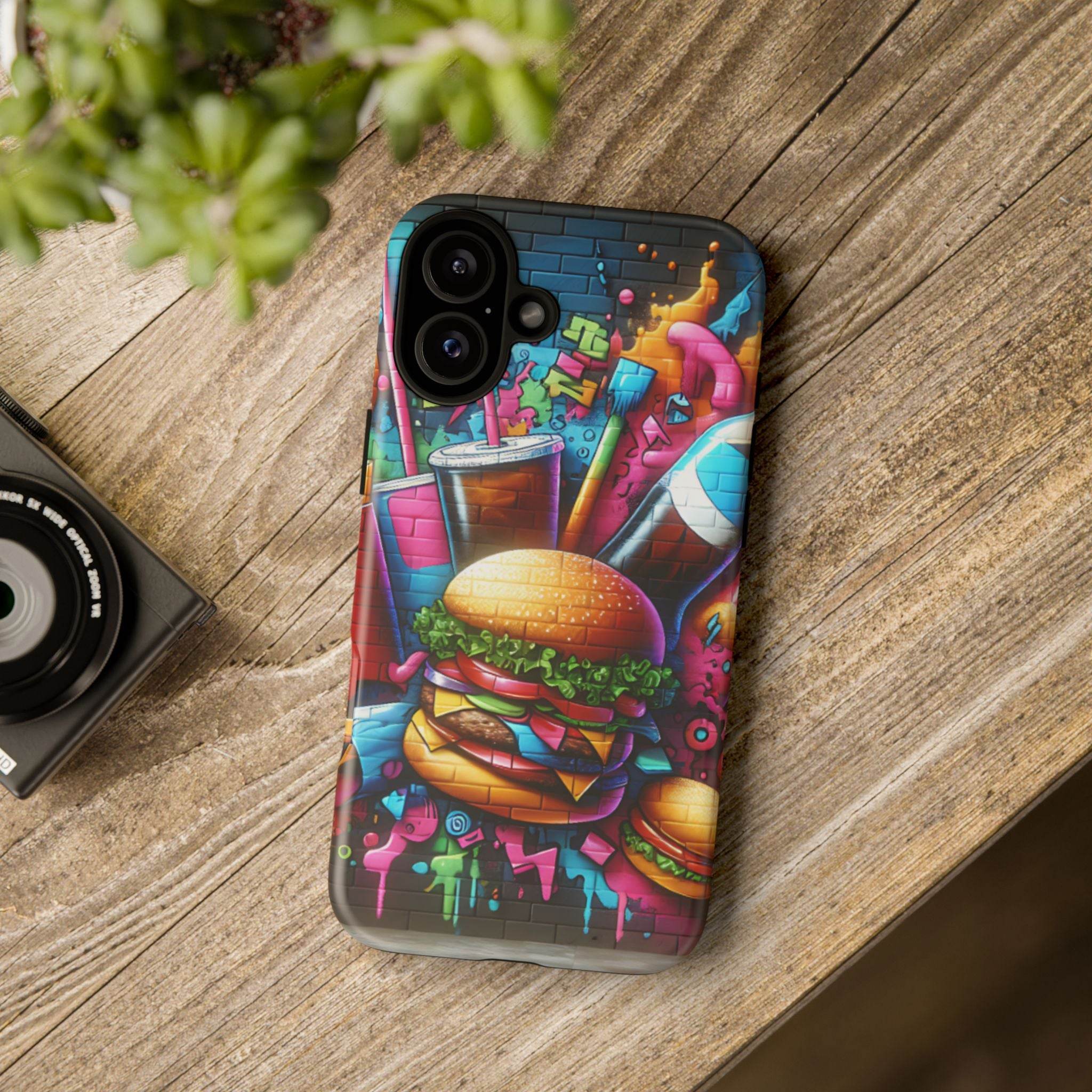 Burger and Drink Graffiti Phone Case - iPhone Tough Case - Hook's Rubs & Spices