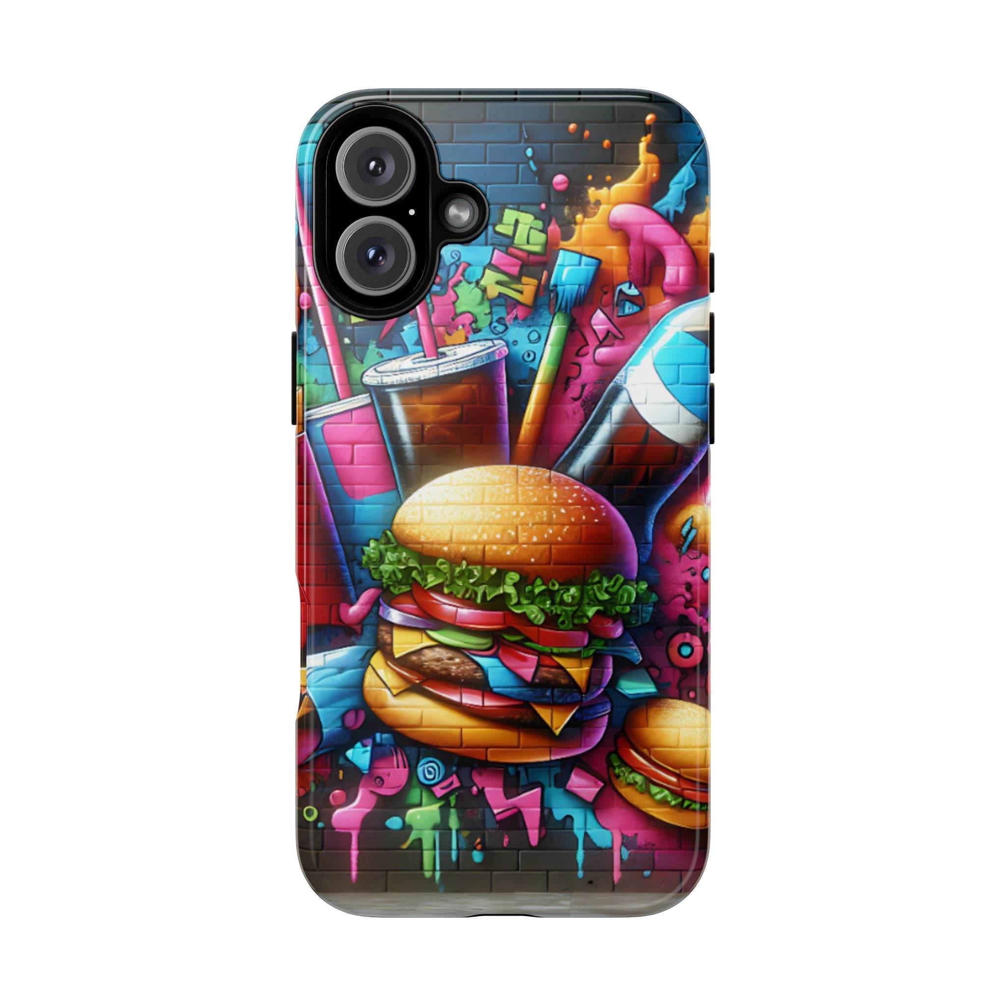 Burger and Drink Graffiti Phone Case - iPhone Tough Case - Hook's Rubs & Spices
