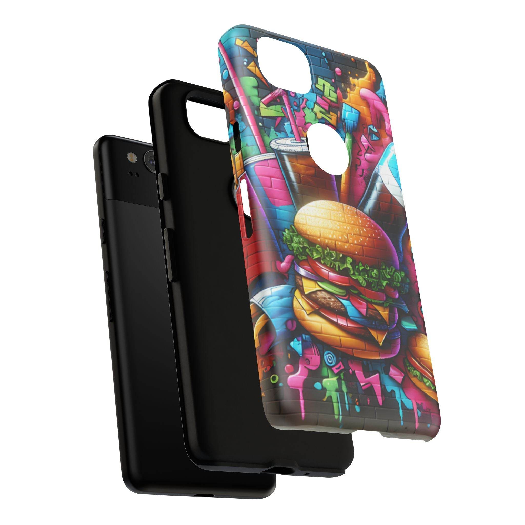 Burger and Drink Graffiti Phone Case - Google Pixel Phone Tough Case - Hook's Rubs & Spices