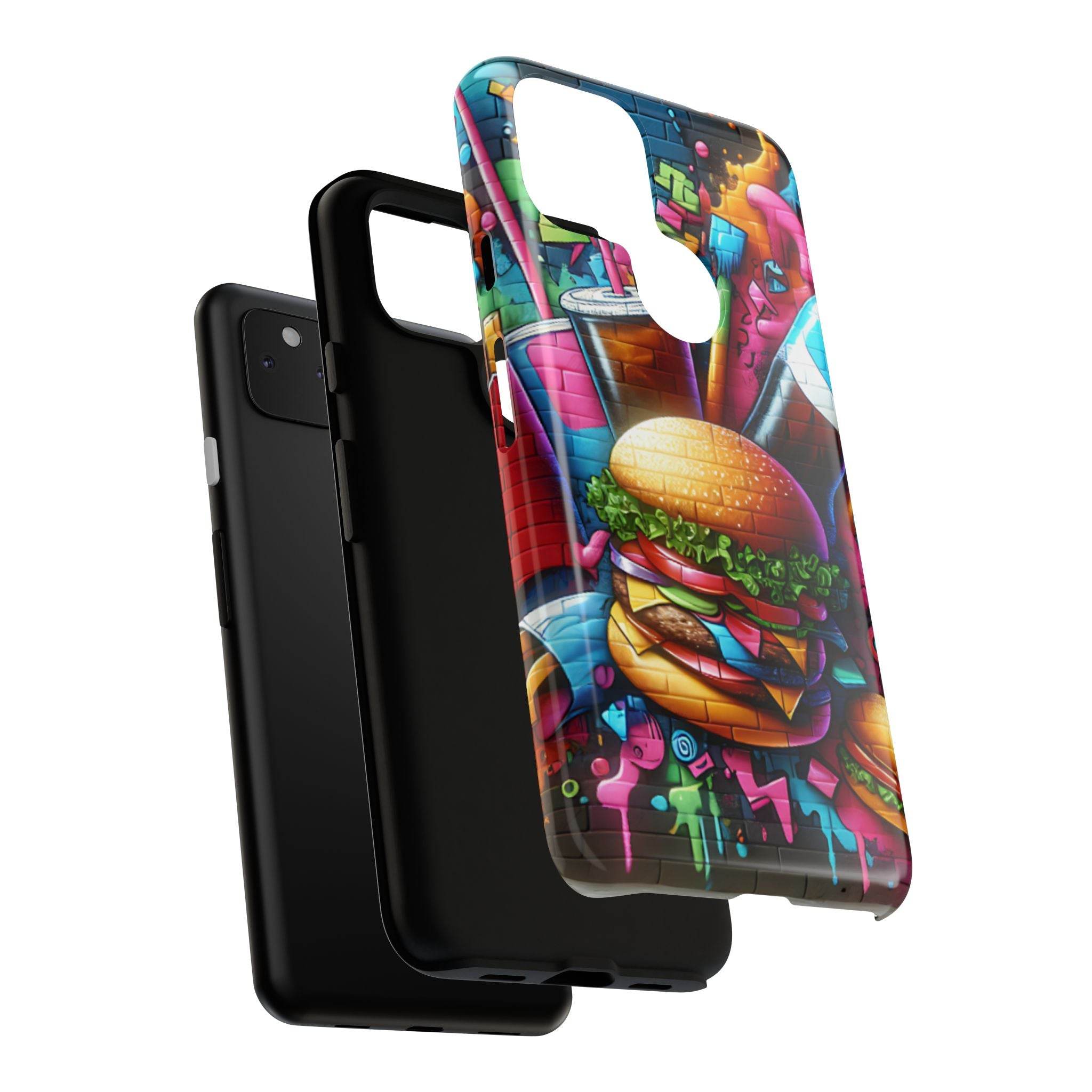 Burger and Drink Graffiti Phone Case - Google Pixel Phone Tough Case - Hook's Rubs & Spices