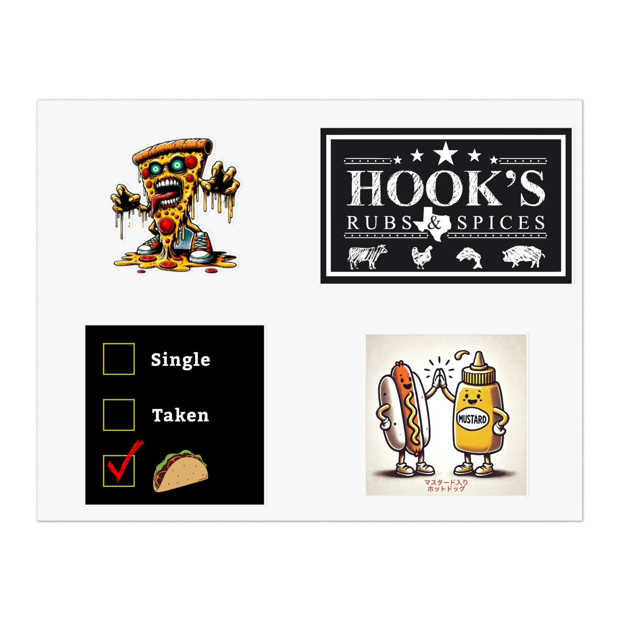 Hook's Rub Silly Sticker Sheet Collection - Hook's Rubs & Spices
