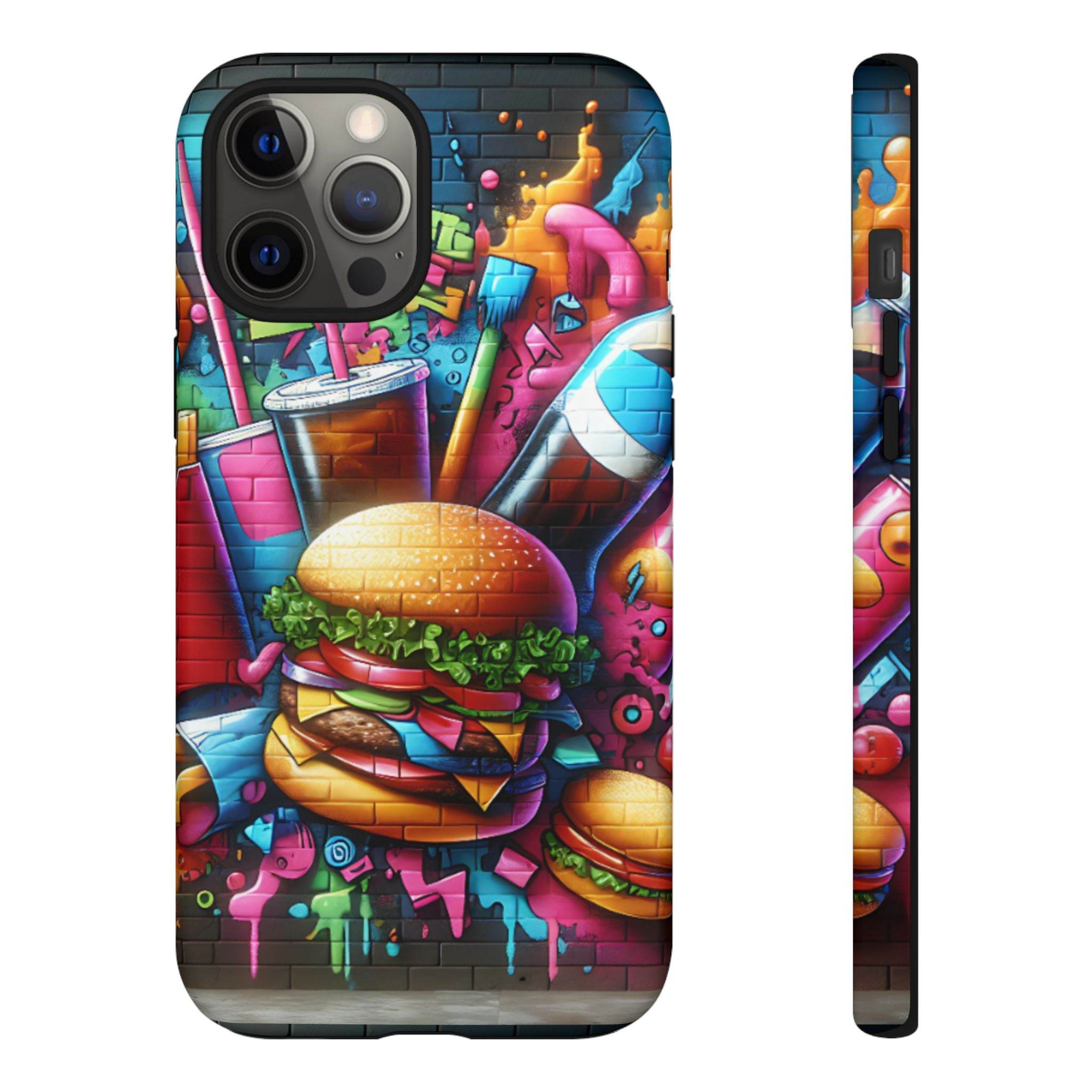Burger and Drink Graffiti Phone Case - iPhone Tough Case - Hook's Rubs & Spices