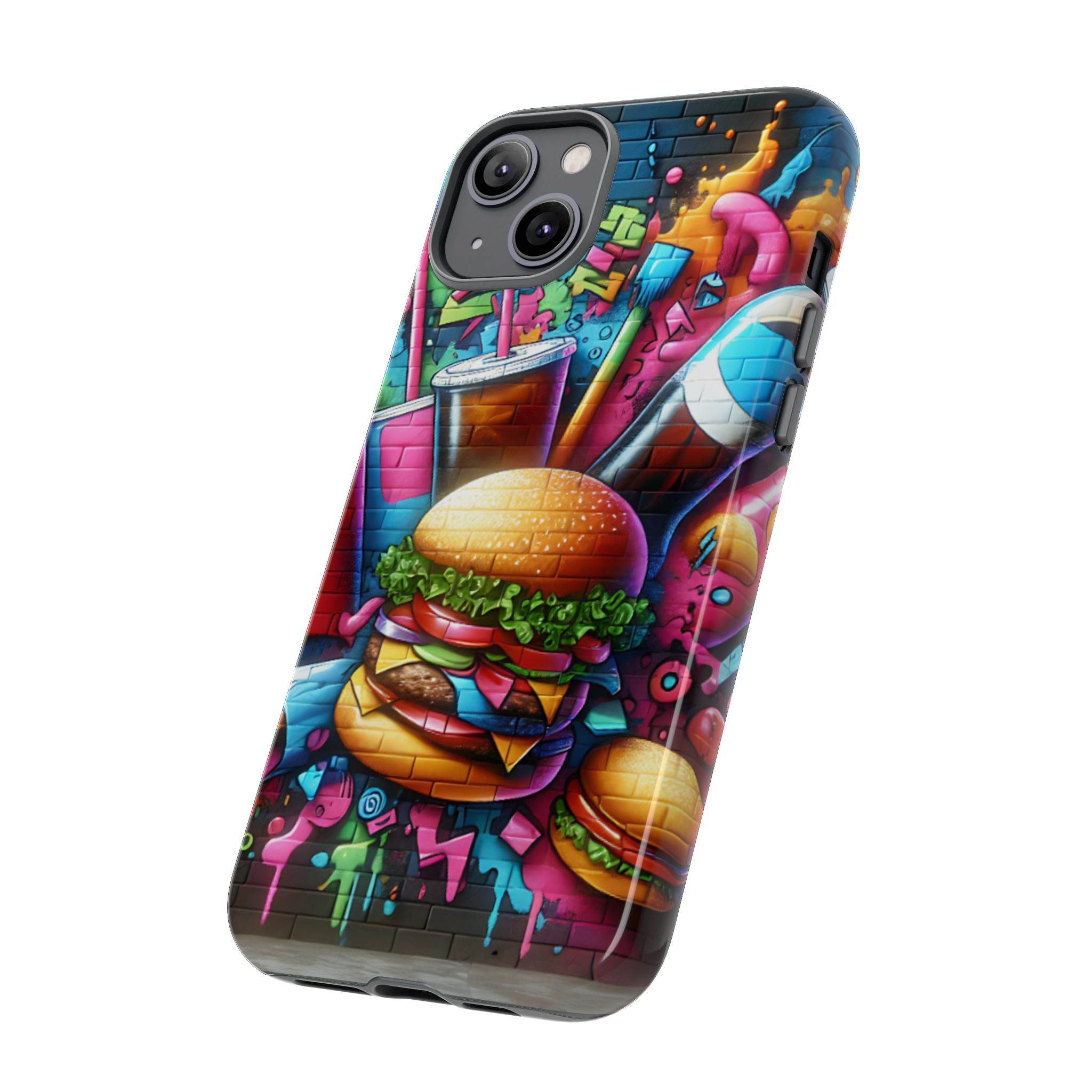 Burger and Drink Graffiti Phone Case - iPhone Tough Case - Hook's Rubs & Spices