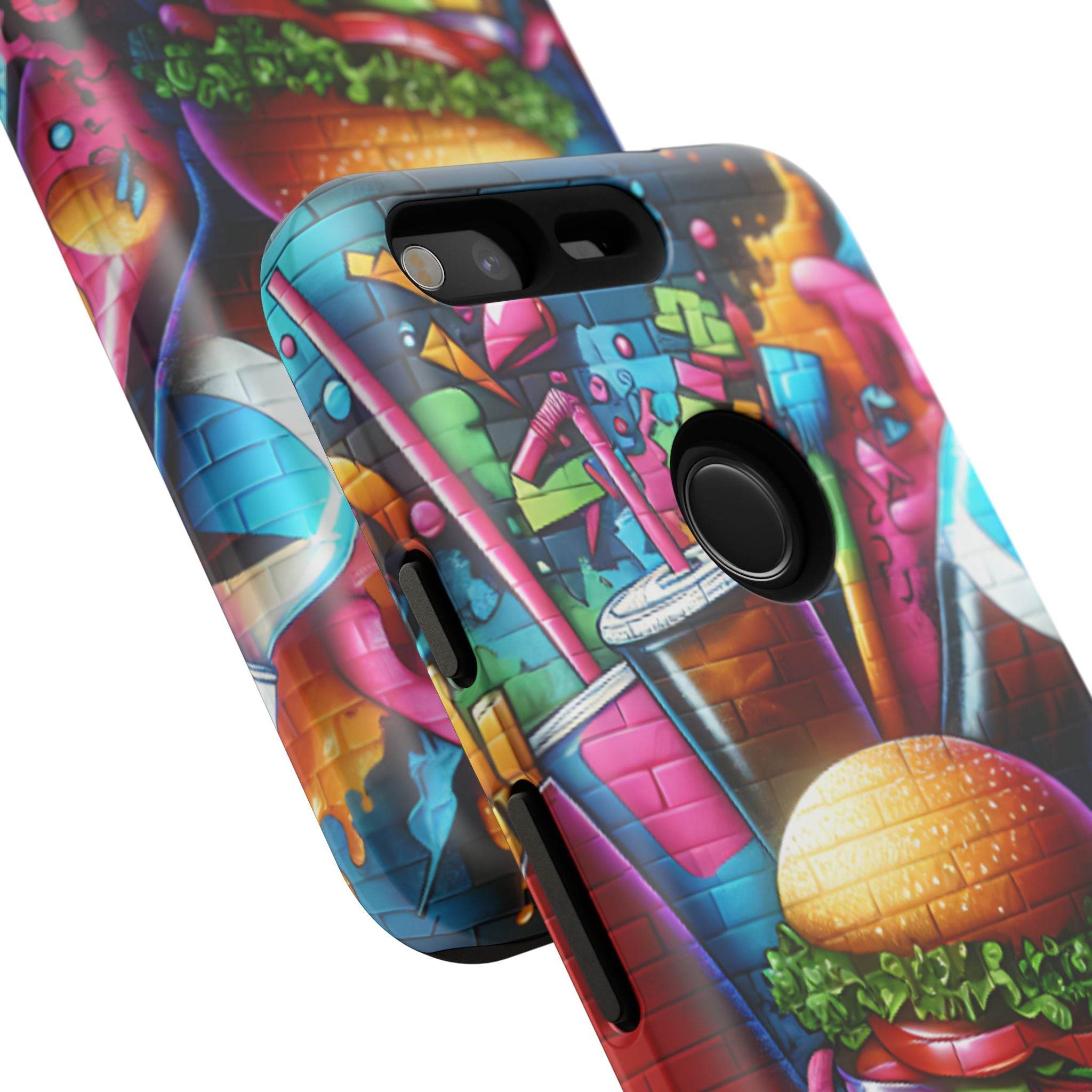 Burger and Drink Graffiti Phone Case - Google Pixel Phone Tough Case - Hook's Rubs & Spices