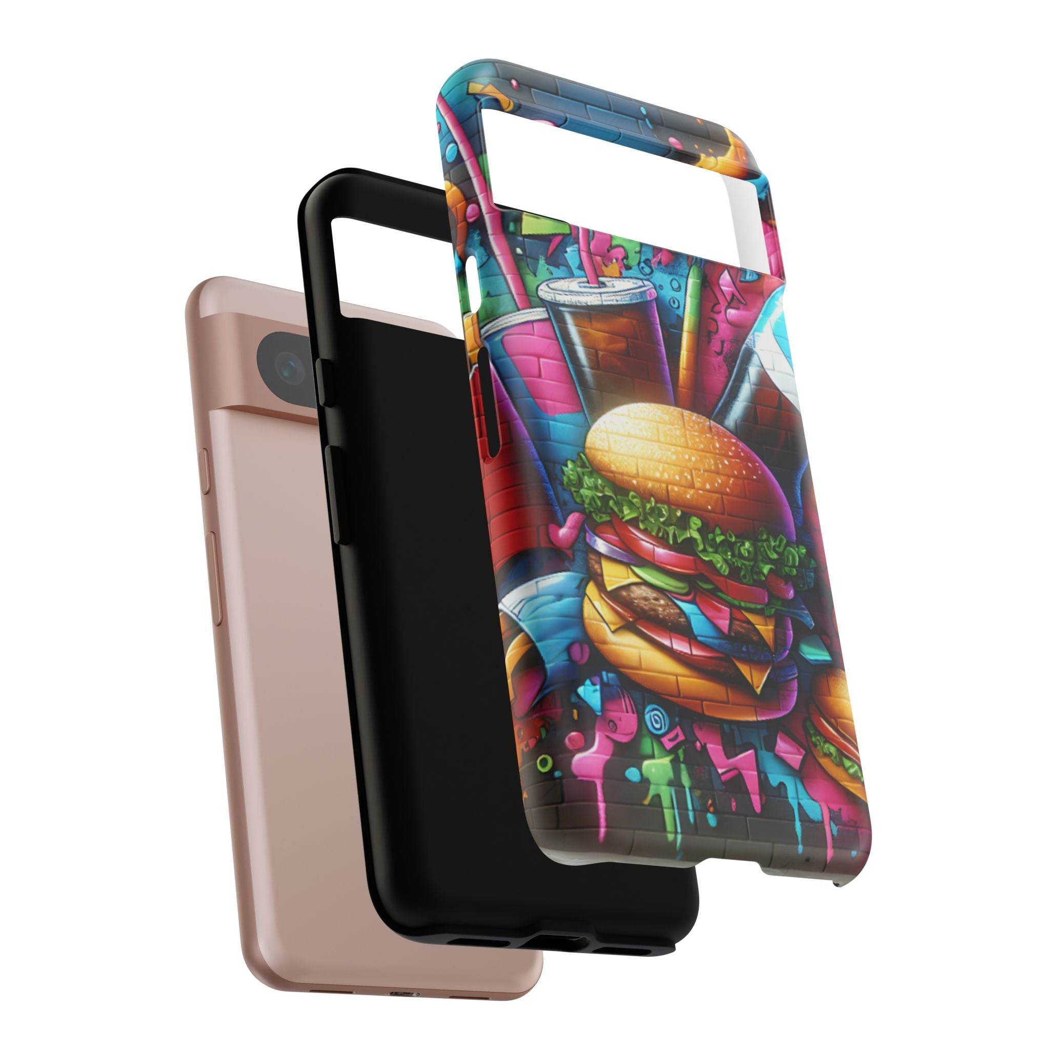 Burger and Drink Graffiti Phone Case - Google Pixel Phone Tough Case - Hook's Rubs & Spices