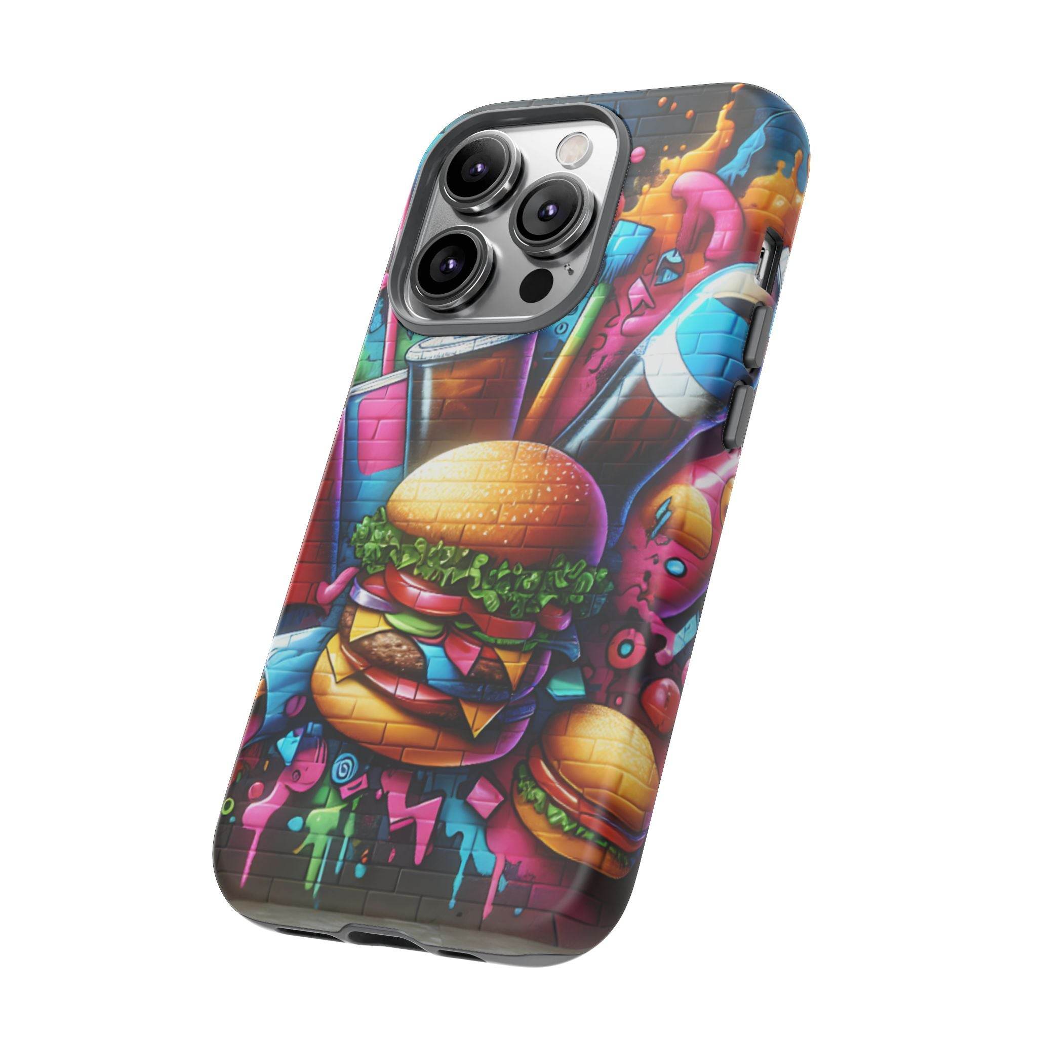 Burger and Drink Graffiti Phone Case - iPhone Tough Case - Hook's Rubs & Spices
