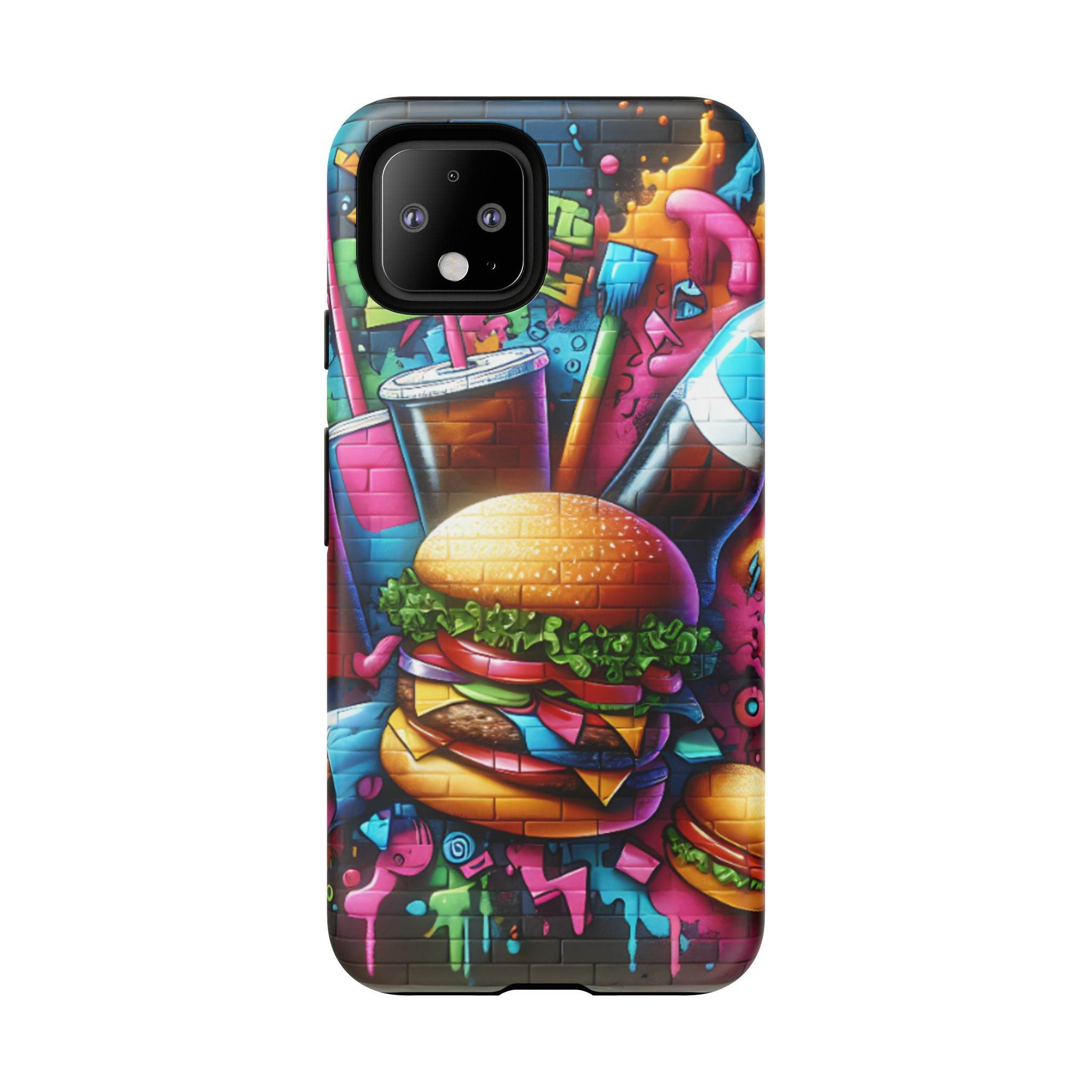 Burger and Drink Graffiti Phone Case - Google Pixel Phone Tough Case - Hook's Rubs & Spices