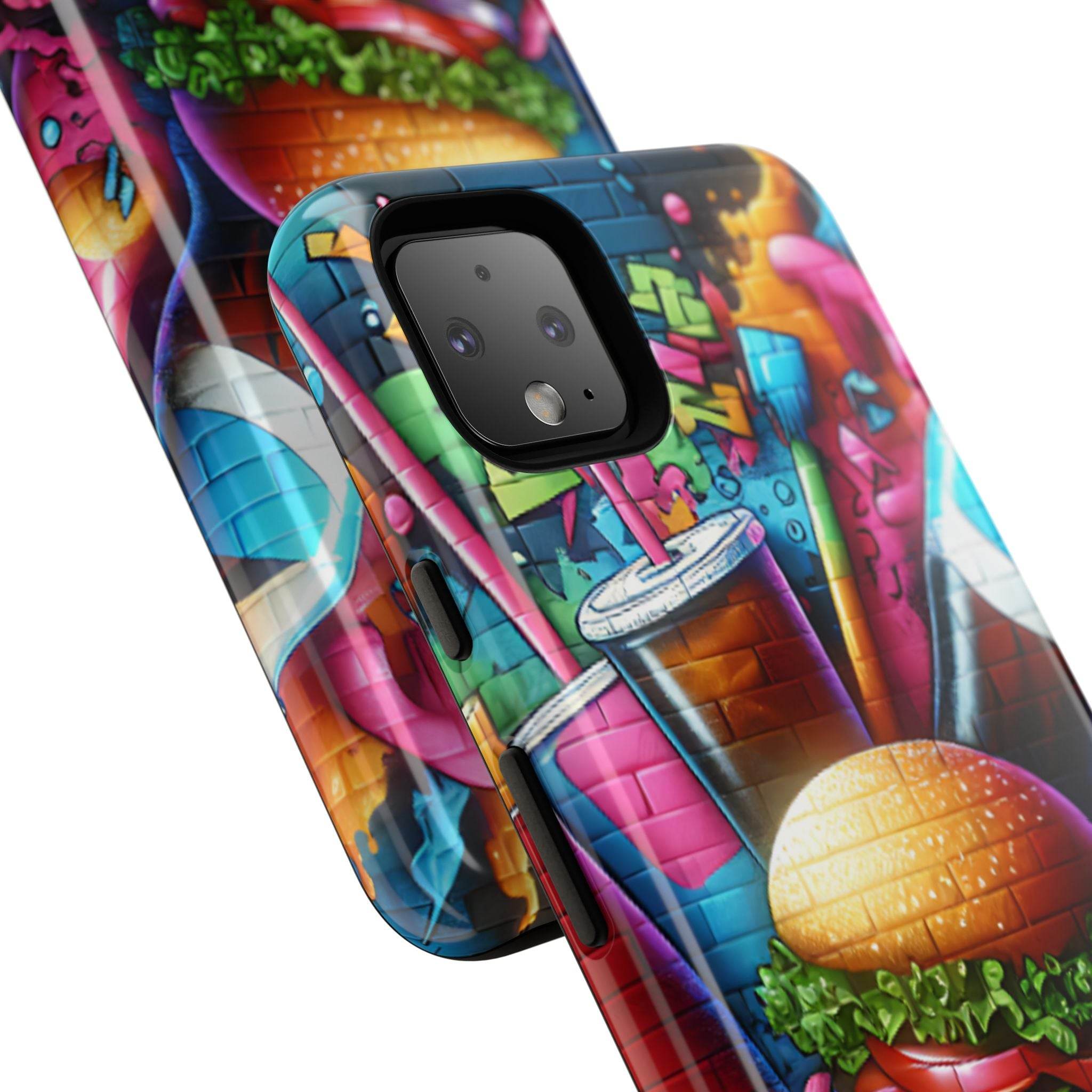 Burger and Drink Graffiti Phone Case - Google Pixel Phone Tough Case - Hook's Rubs & Spices