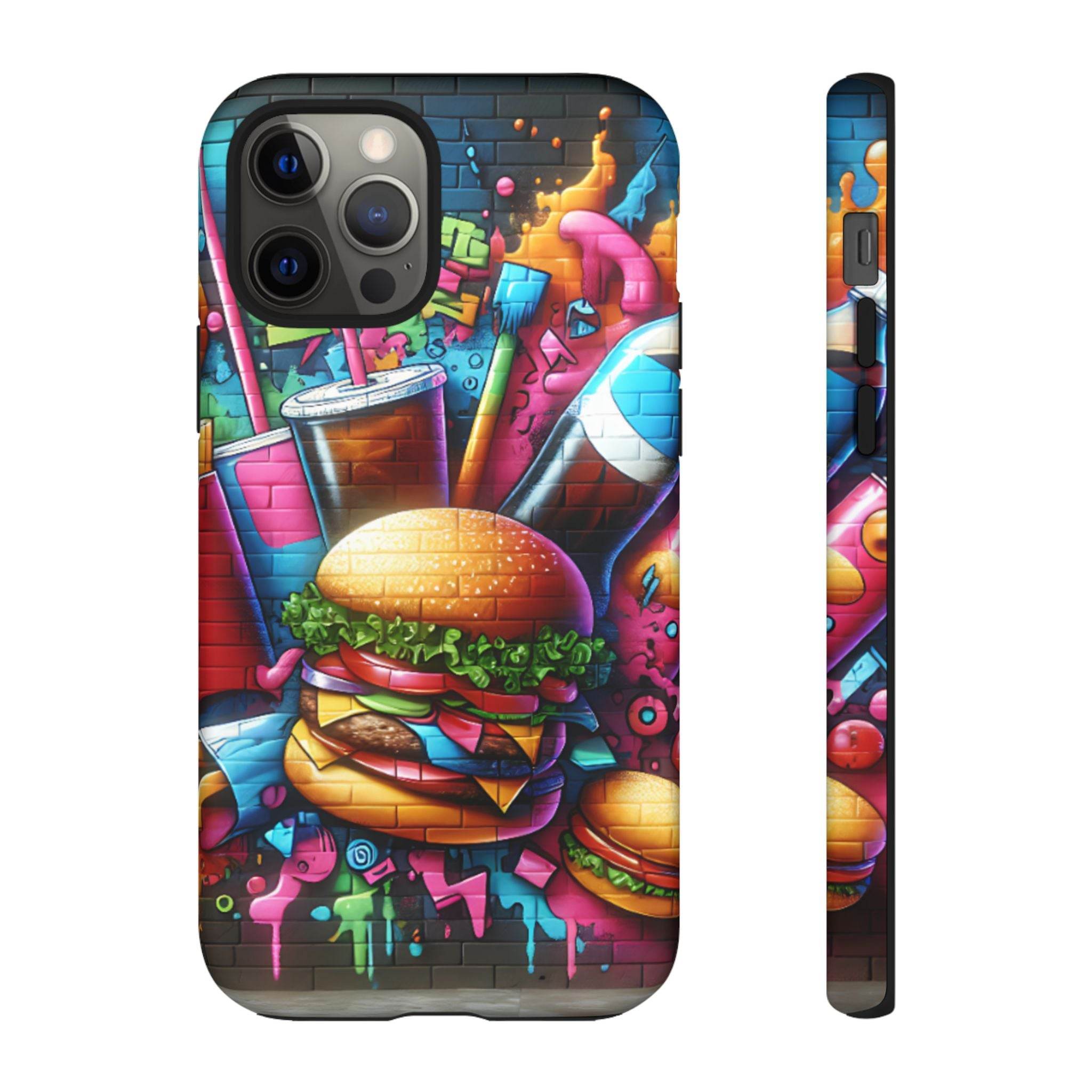 Burger and Drink Graffiti Phone Case - iPhone Tough Case - Hook's Rubs & Spices