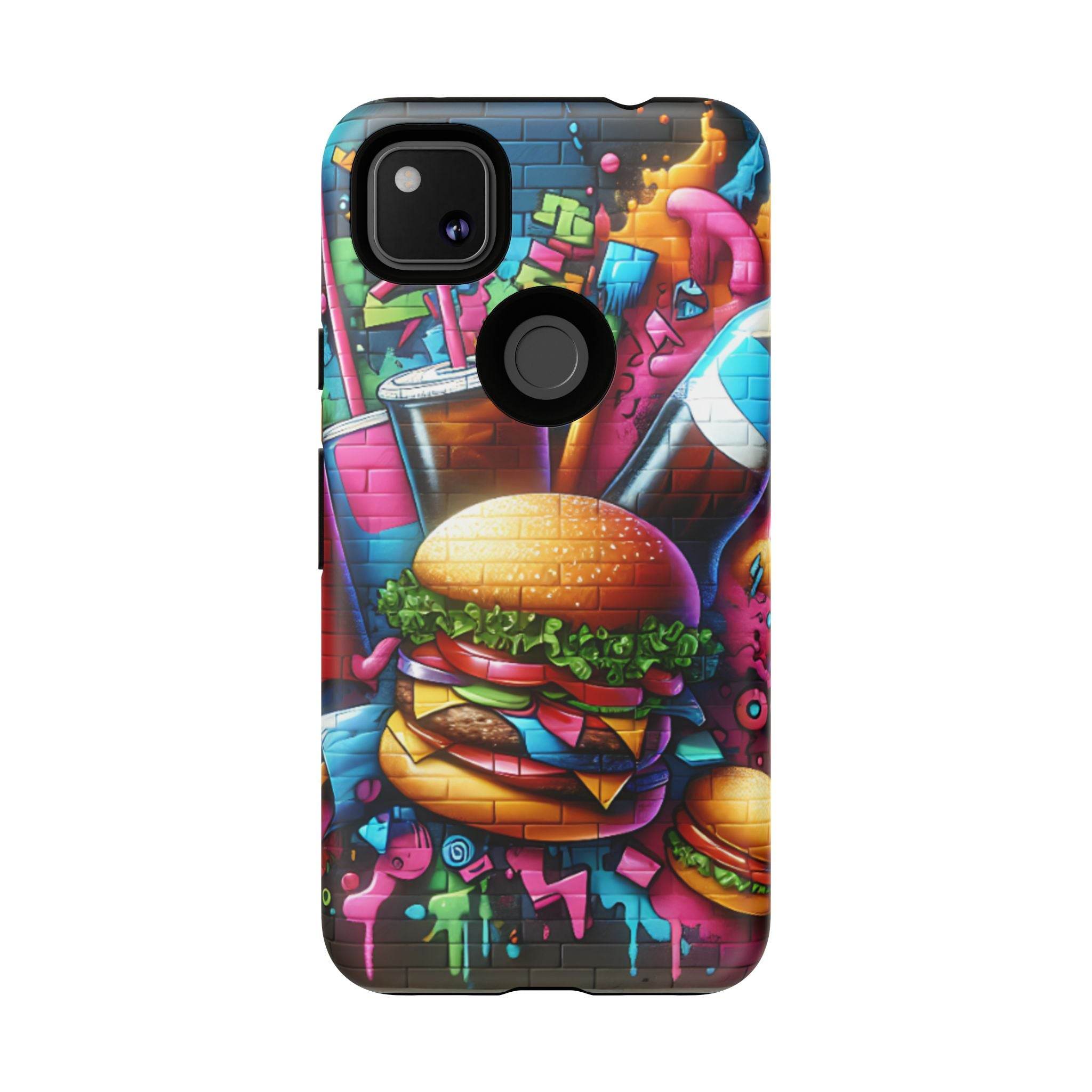 Burger and Drink Graffiti Phone Case - Google Pixel Phone Tough Case - Hook's Rubs & Spices