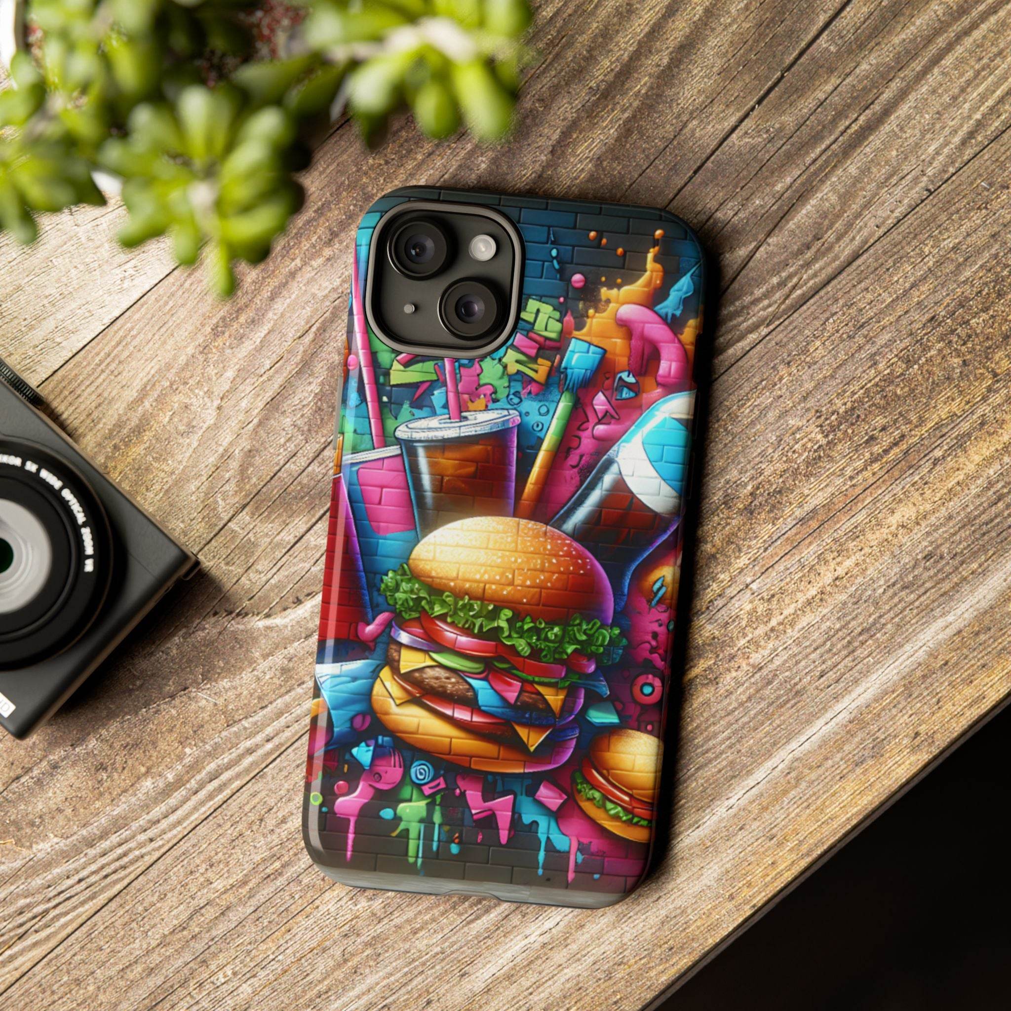 Burger and Drink Graffiti Phone Case - iPhone Tough Case - Hook's Rubs & Spices