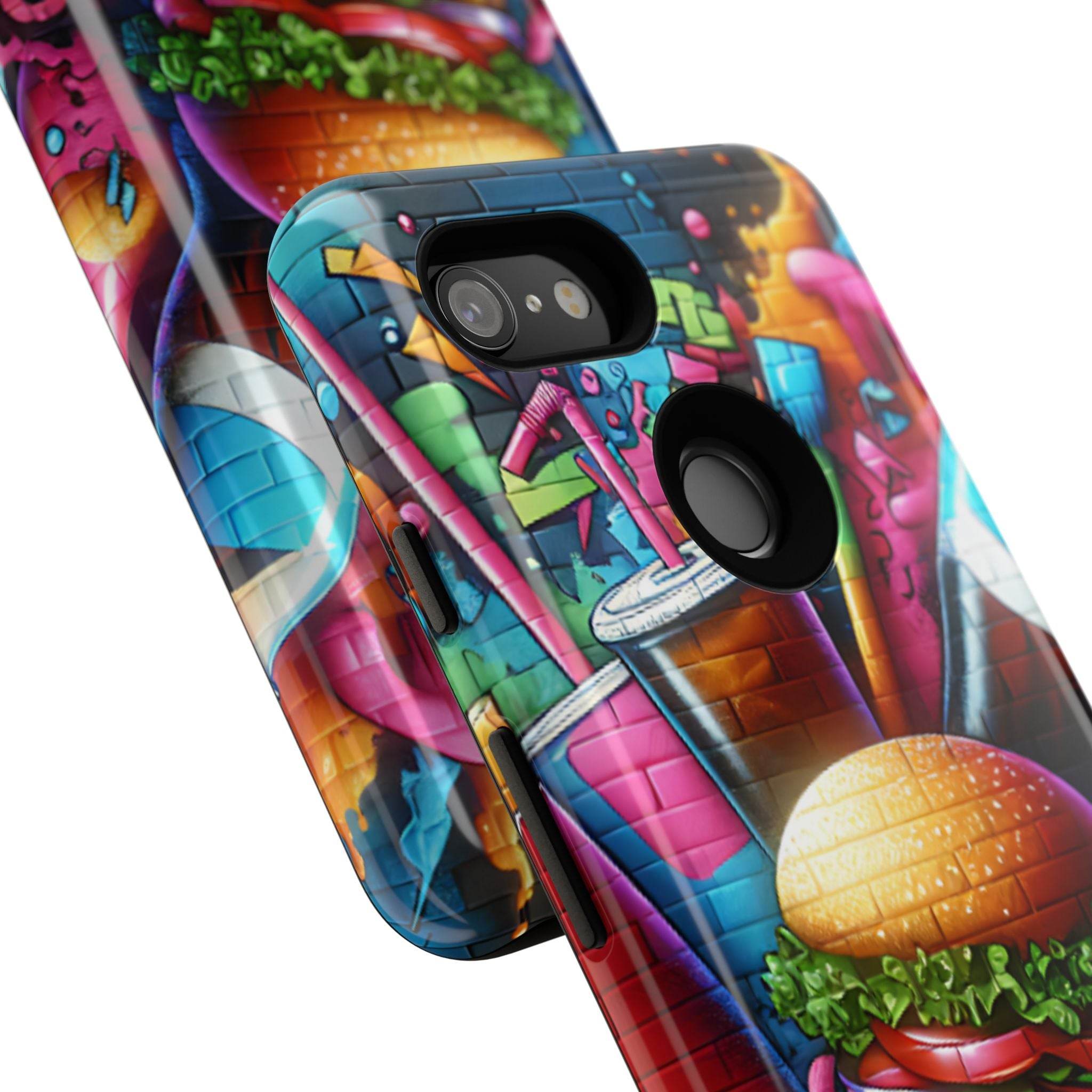 Burger and Drink Graffiti Phone Case - Google Pixel Phone Tough Case - Hook's Rubs & Spices