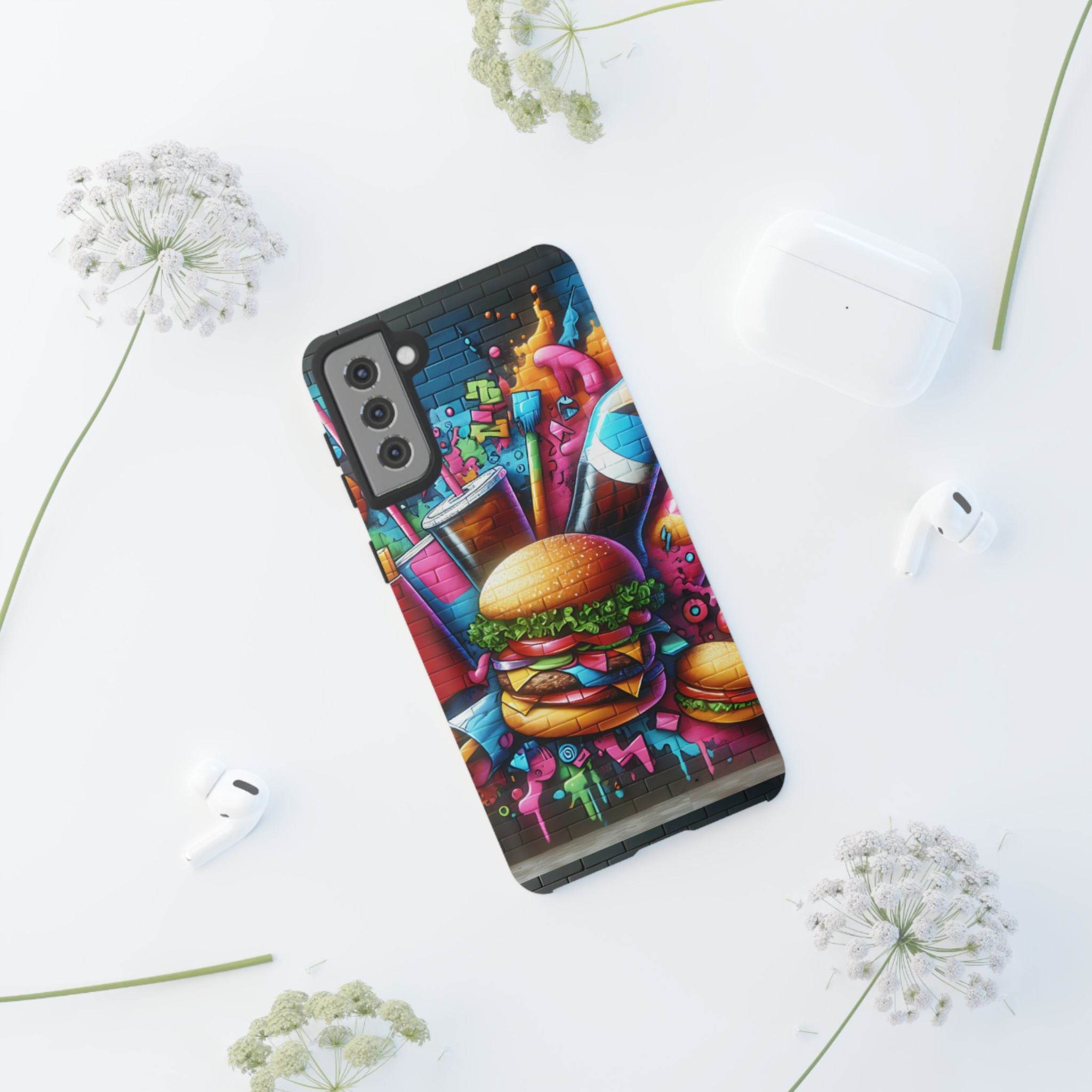 Burger and Drink Graffiti Phone Case - Samsung Galaxy Tough Case - Hook's Rubs & Spices