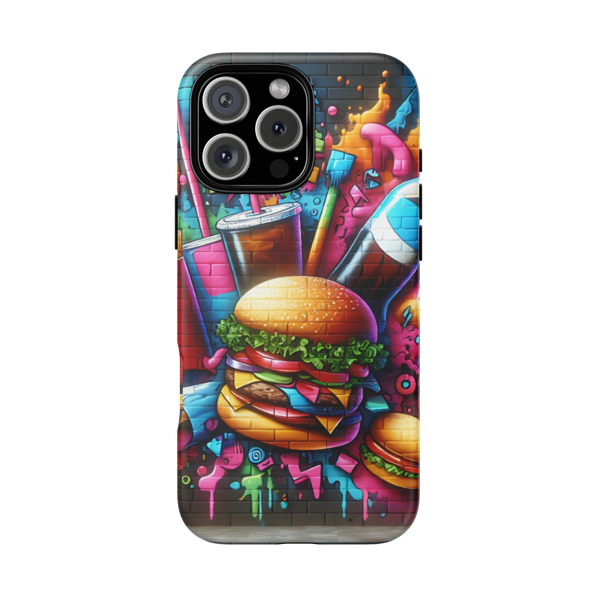 Burger and Drink Graffiti Phone Case - iPhone Tough Case - Hook's Rubs & Spices